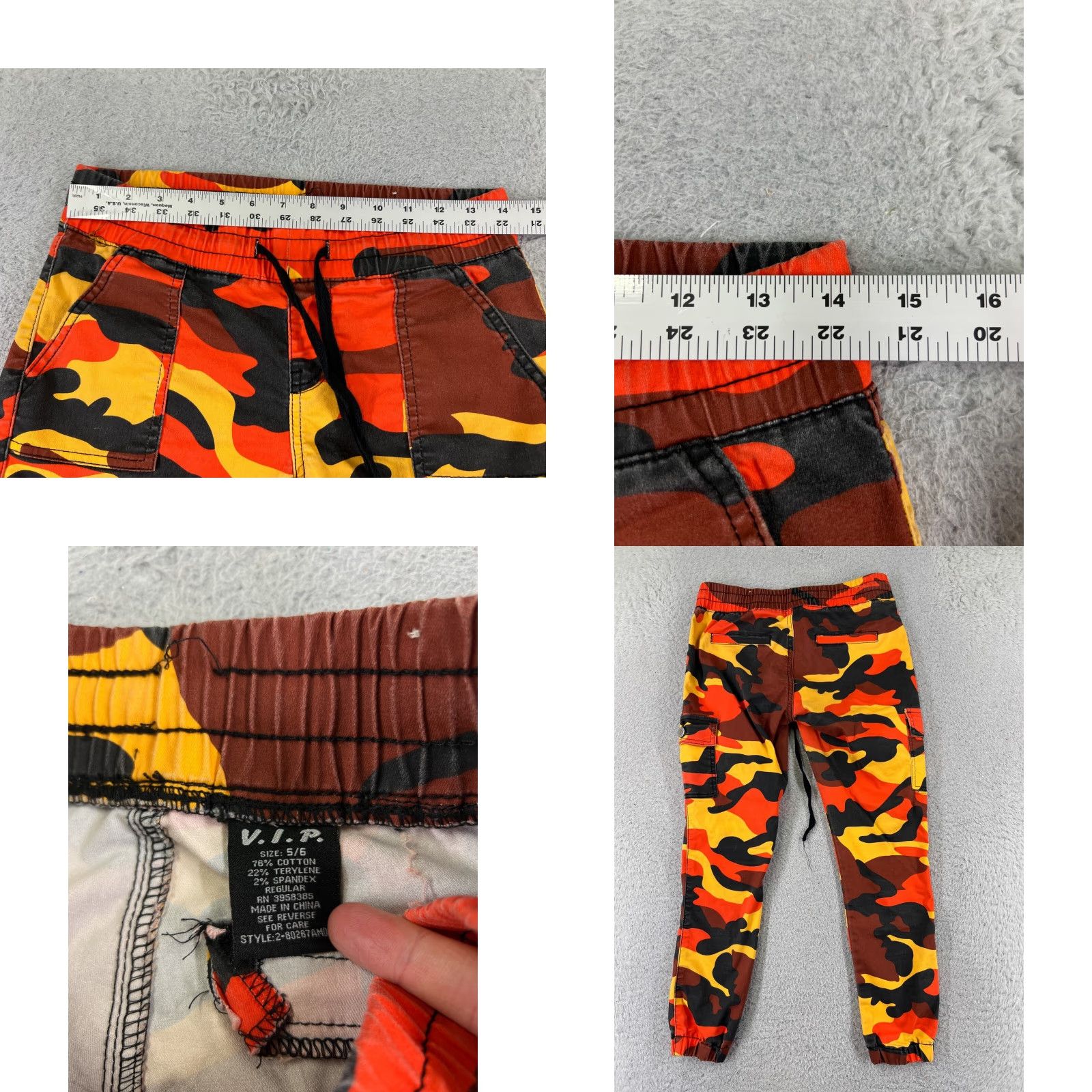 Vintage VIP Jeans Jeans Womens 5 Orange Black Yellow Lava Camo Jogger Cargo Cotton Blend Size 27" / US 4 / IT 40 - 8 Thumbnail