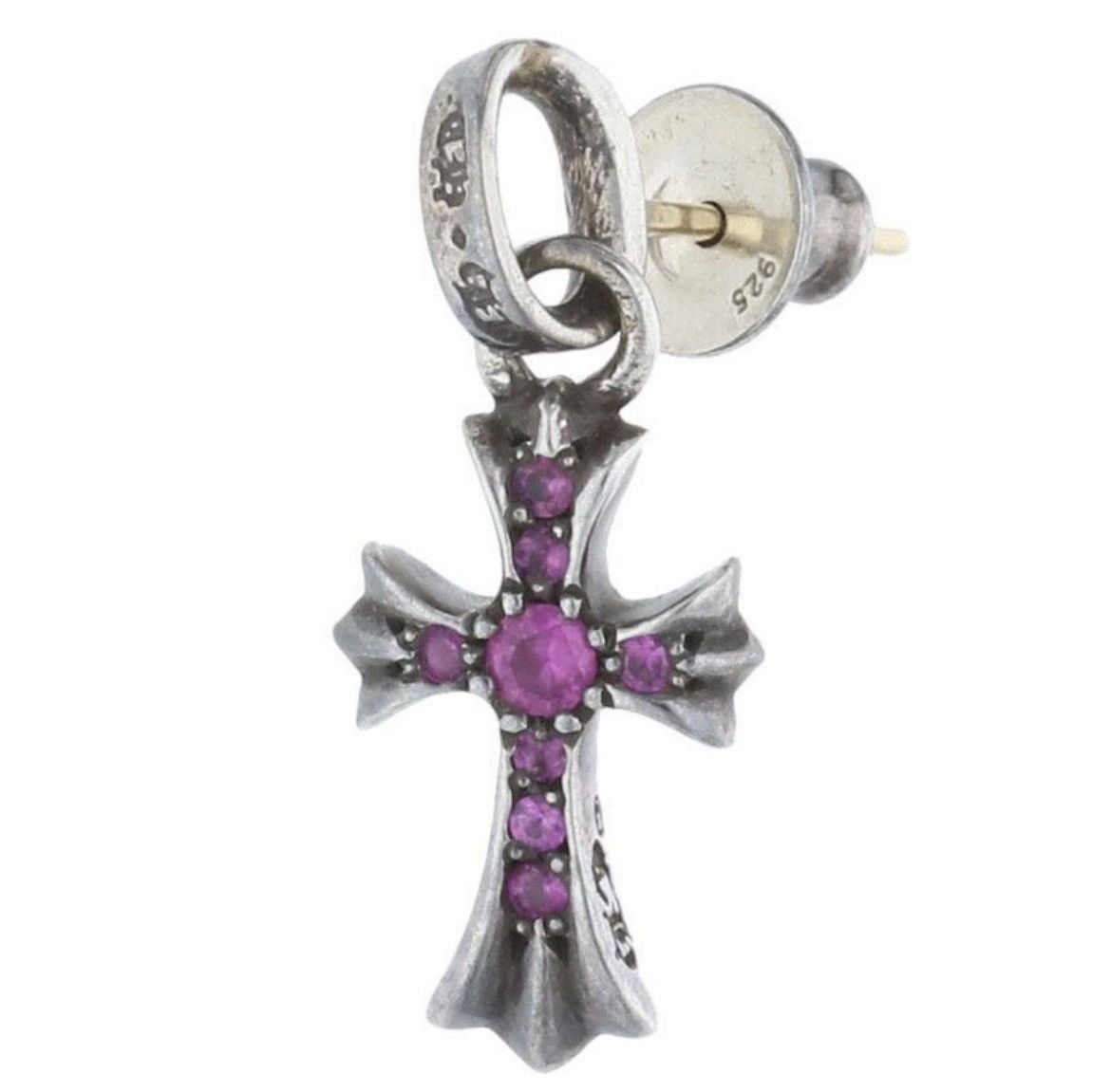Chrome Hearts Chrome Hearts Pink Sapphire Silver Earring Size ONE SIZE - 1 Thumbnail