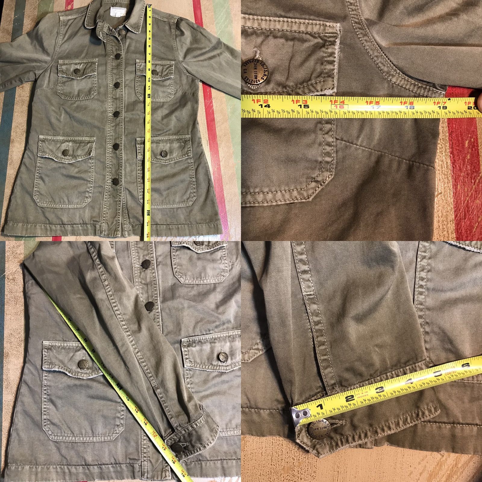 Vintage Current/Elliott Jacket Small Olive Green Khaki Utility Military Nordstrom Size XS / US 0-2 / IT 36-38 - 8 Thumbnail