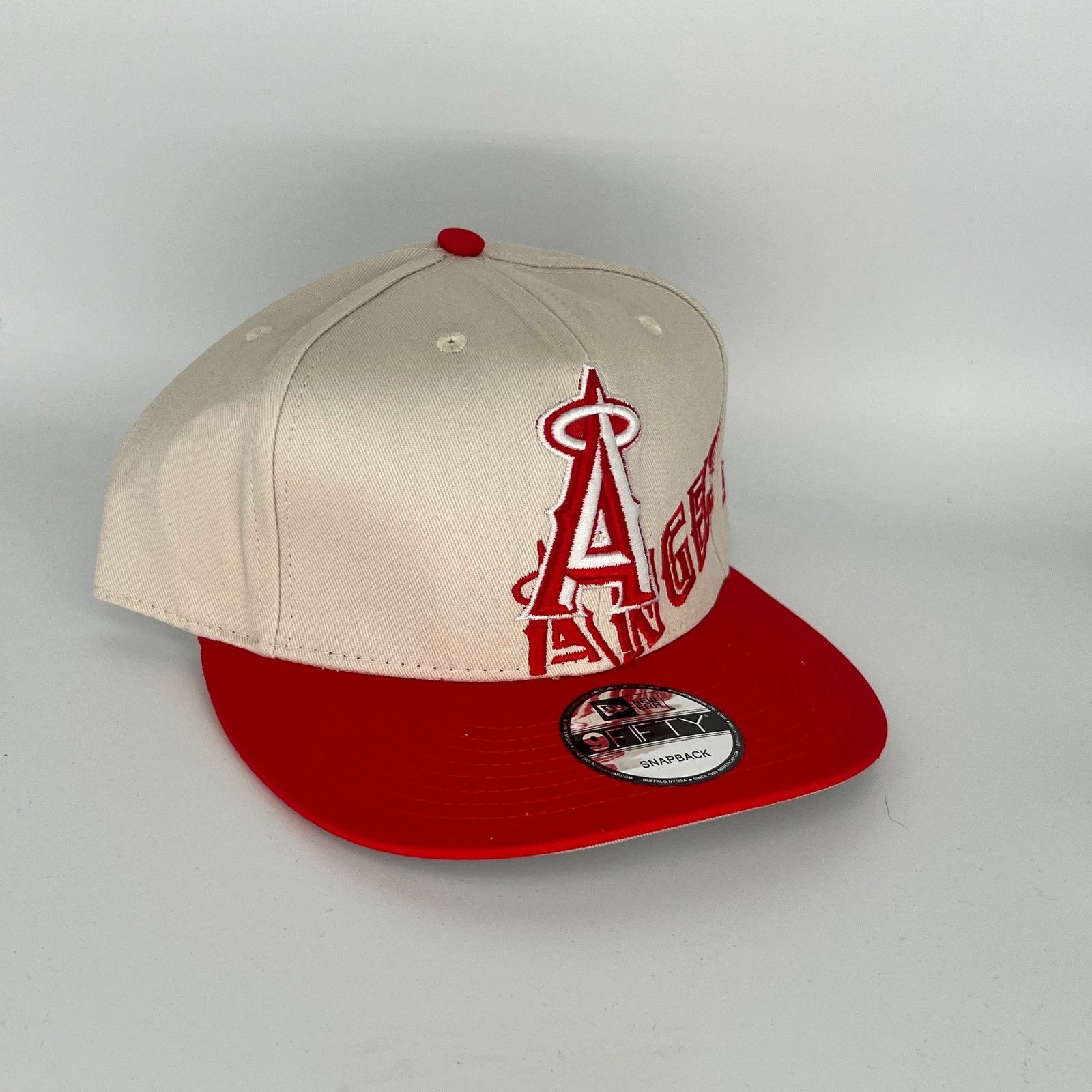 New Era Khaki Red Los Angeles Angel New Era MLB 9Fifty Snapback Hat Size ONE SIZE - 1 Thumbnail