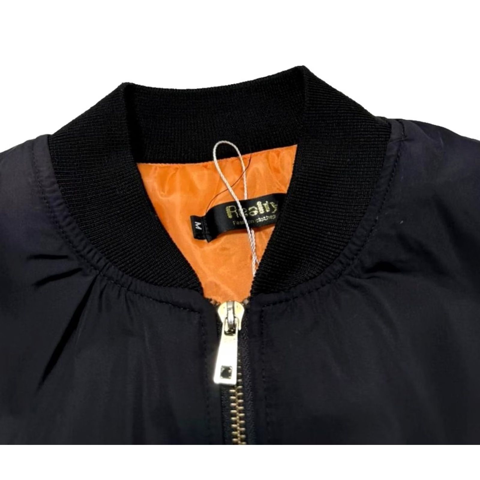 Vintage Realty Fashion Bomber Jacket M Black Polyester Full Zip Pockets - Winter Casual Mens Size US M / EU 48-50 / 2 - 7 Thumbnail