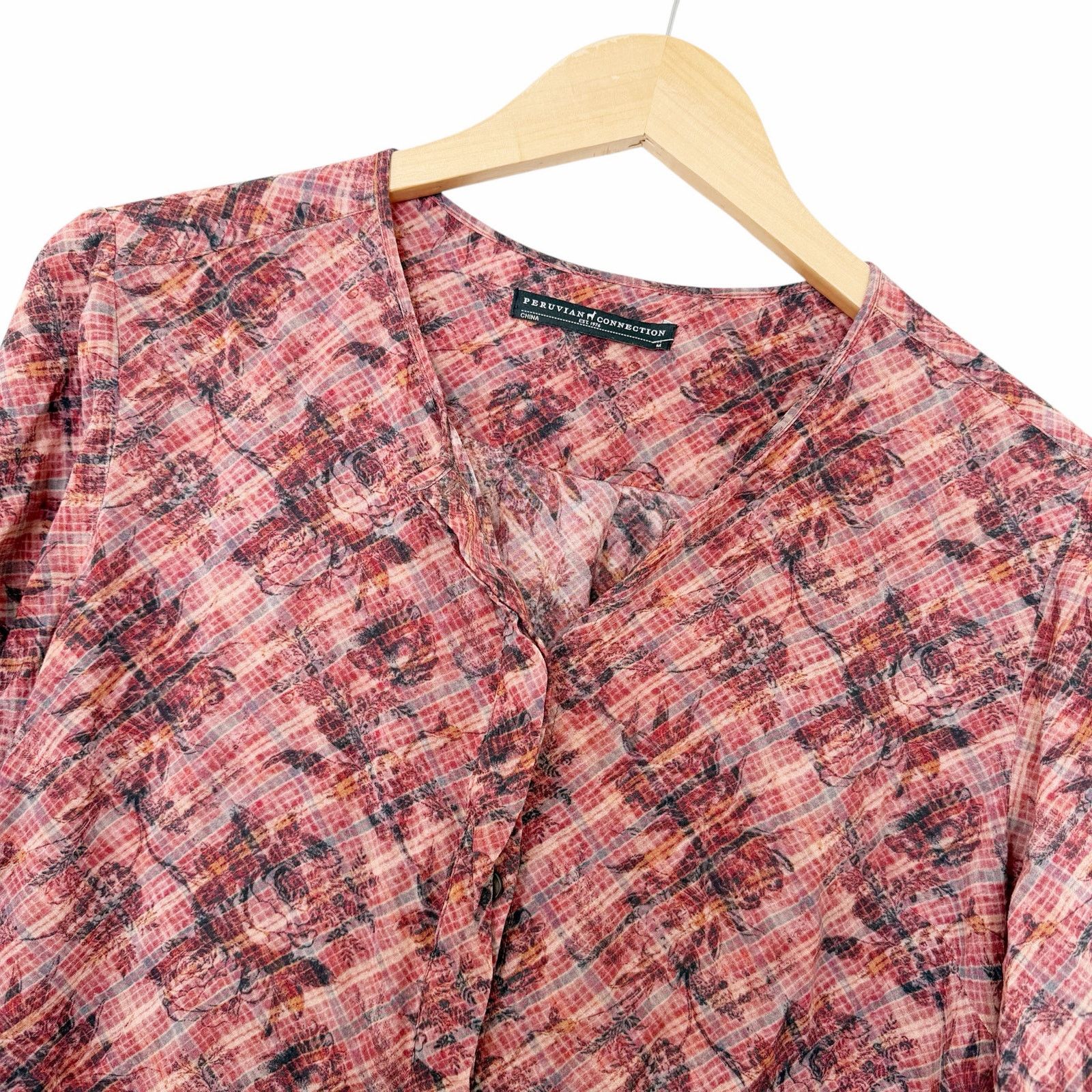 Other Peruvian Connection Floral Button Front Blouse Sz M Size M / US 6-8 / IT 42-44 - 2 Thumbnail