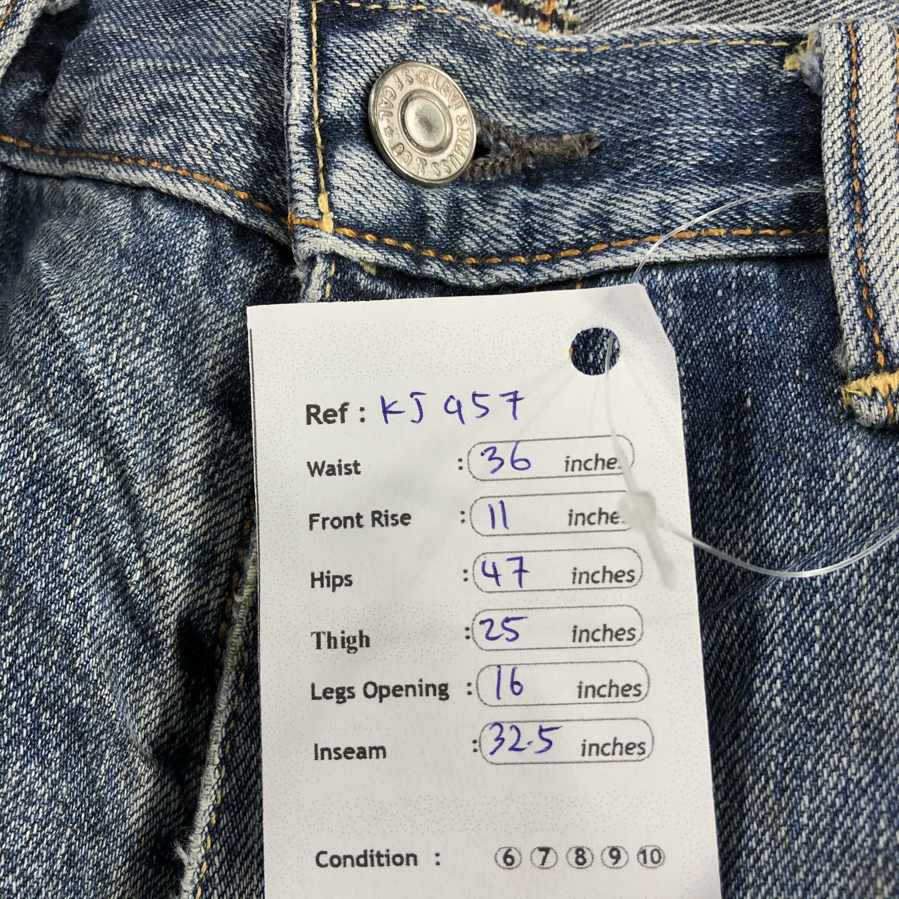 Levi's Vintage Levis 503 Jeans Distress Faded Blue Denim KJ957 Size US 34 / EU 50 - 20 Thumbnail