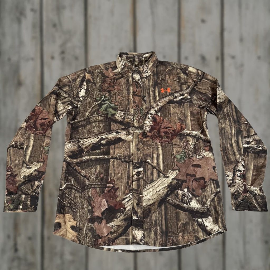 Under Armour Under Armour Shirt Mens Large Brown Break Up Infinity Camo Button Up Hunting Size US L / EU 52-54 / 3 - 1 Thumbnail