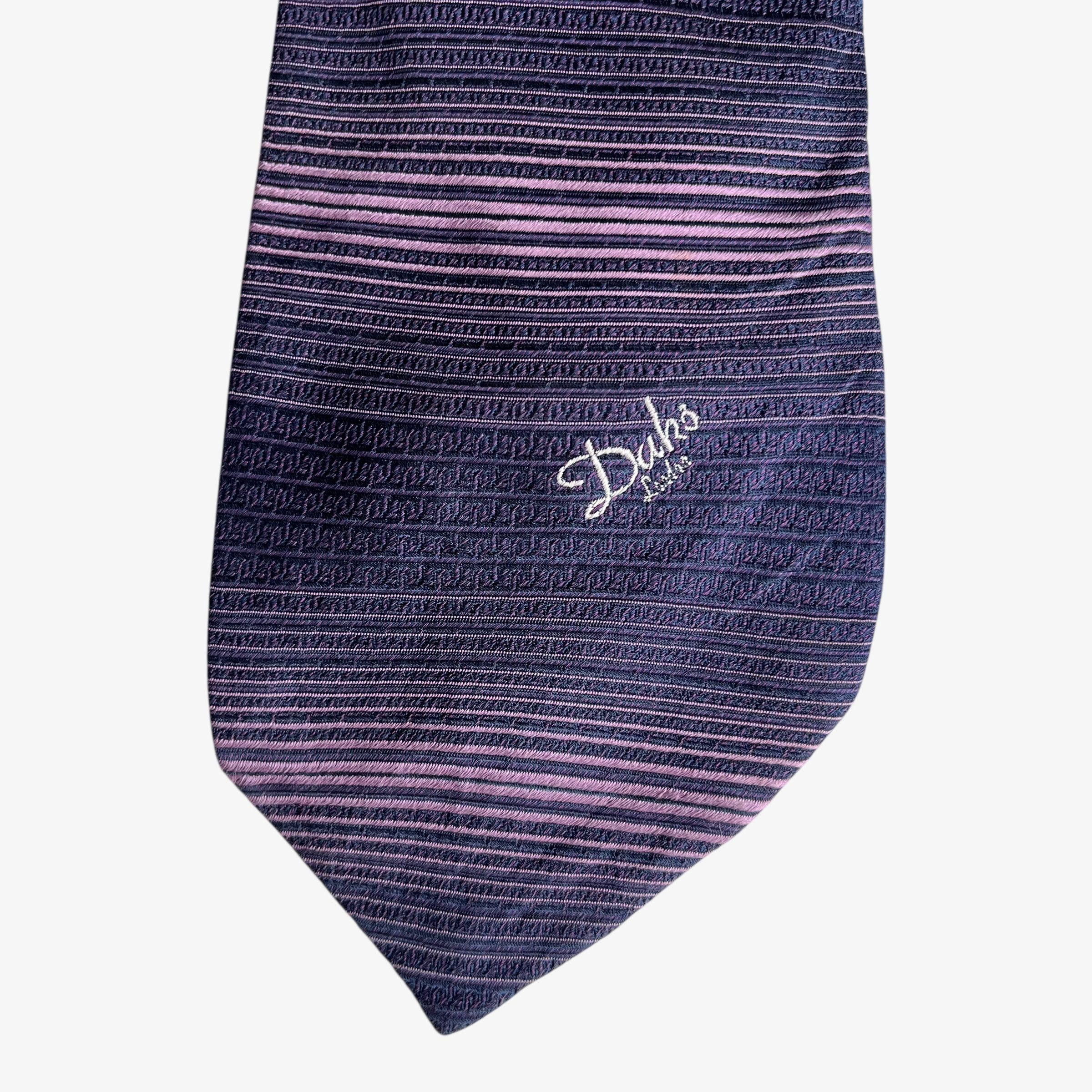 DAKS Vintage 80s Daks Purple Striped Silk Tie Size ONE SIZE - 3 Thumbnail