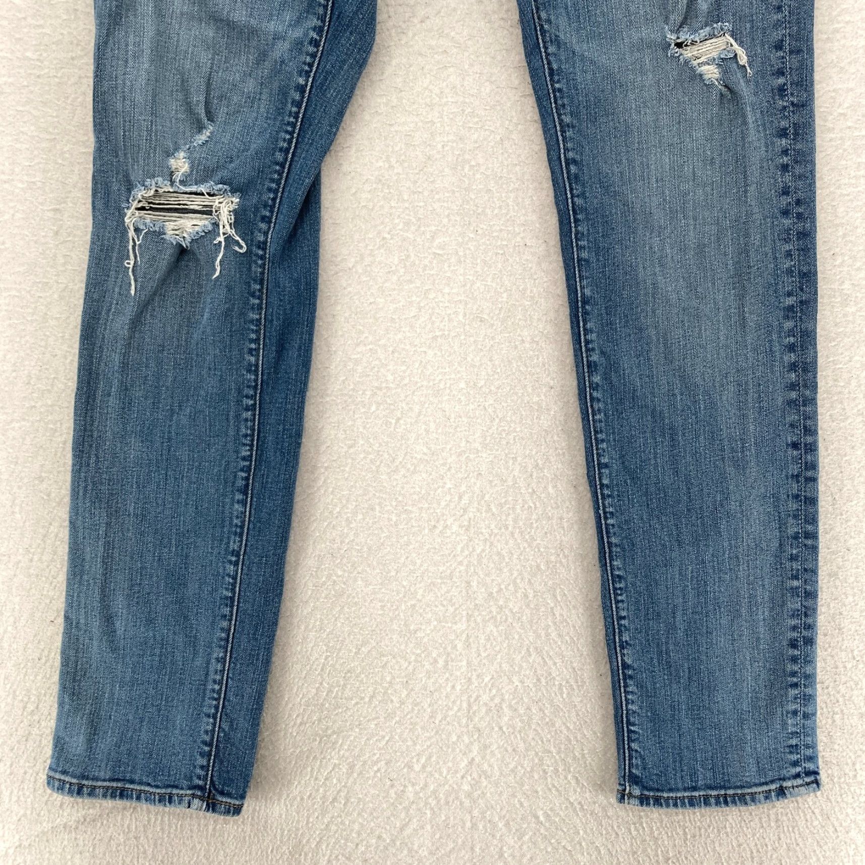 Abercrombie & Fitch Abercrombie & Fitch Jeans Mens 31x32 Langdon Slim Straight Blue Denim Distressed Size US 31 - 3 Thumbnail