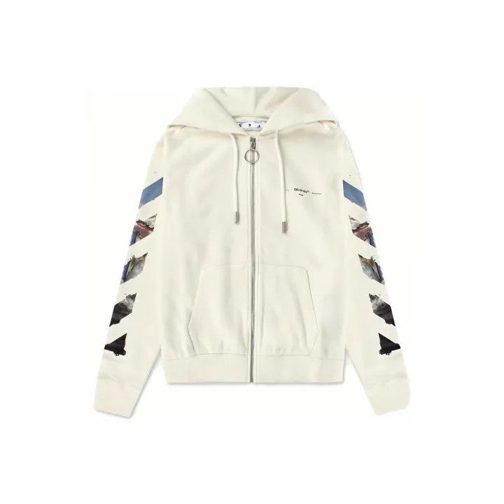 Off-White OFF-WHITE Zipped Up Hoodie White for Men 0079 Size US XXS / EU 40 - 1 Thumbnail
