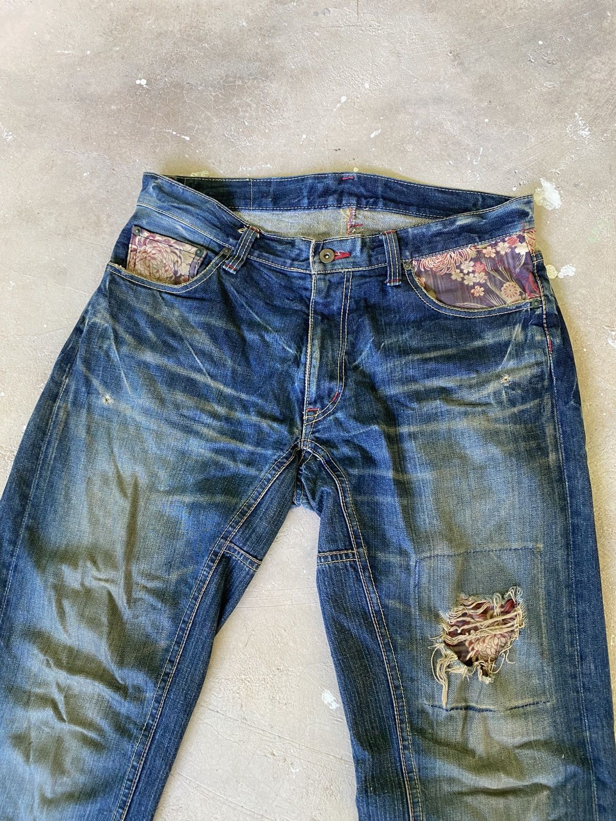 Eternal ETERNAL Japanese Floral Repair Distressed Denim Size US 34 / EU 50 - 2 Thumbnail