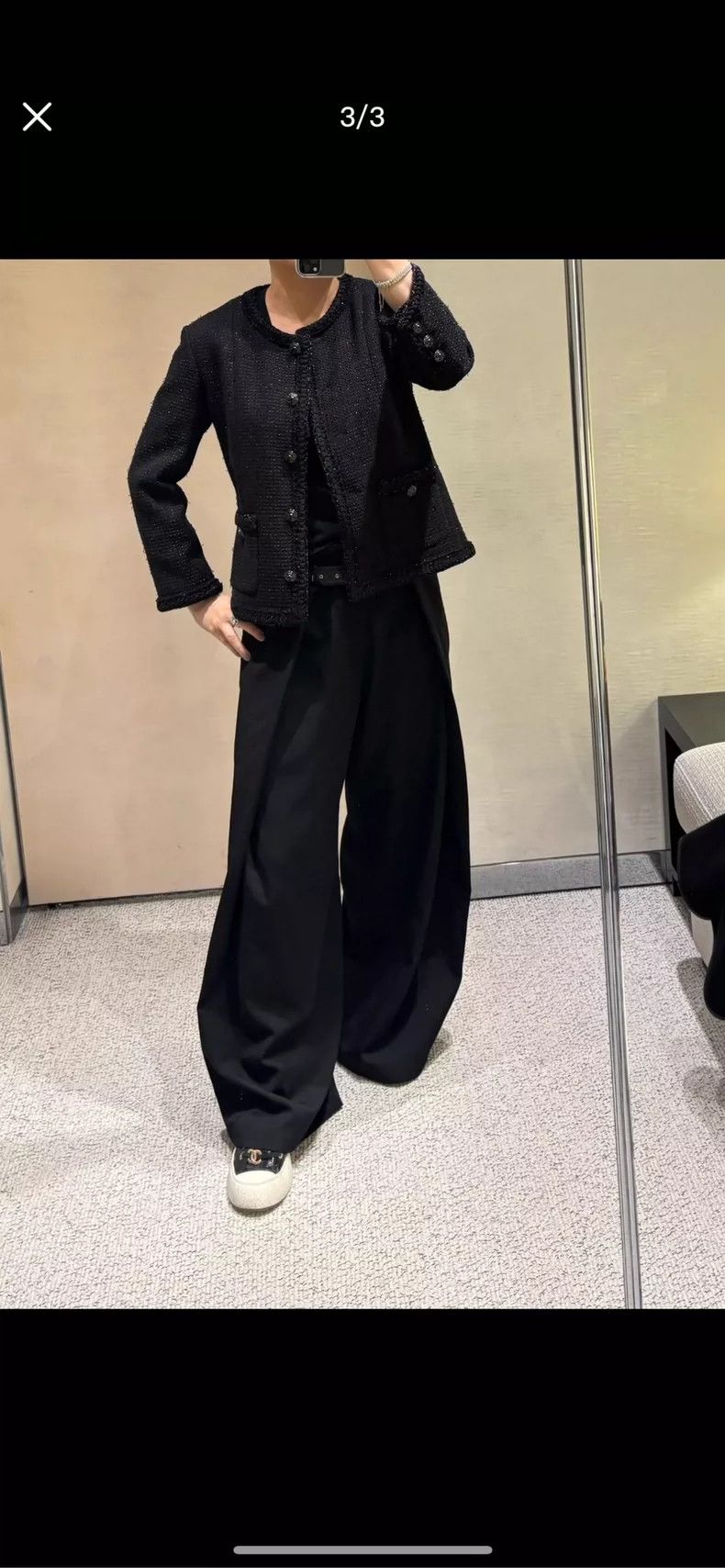 Chanel Chanel 25S black thin shiny piece tweed jacket 2504-Nextarr Size S / US 4 / IT 40 - 8 Thumbnail