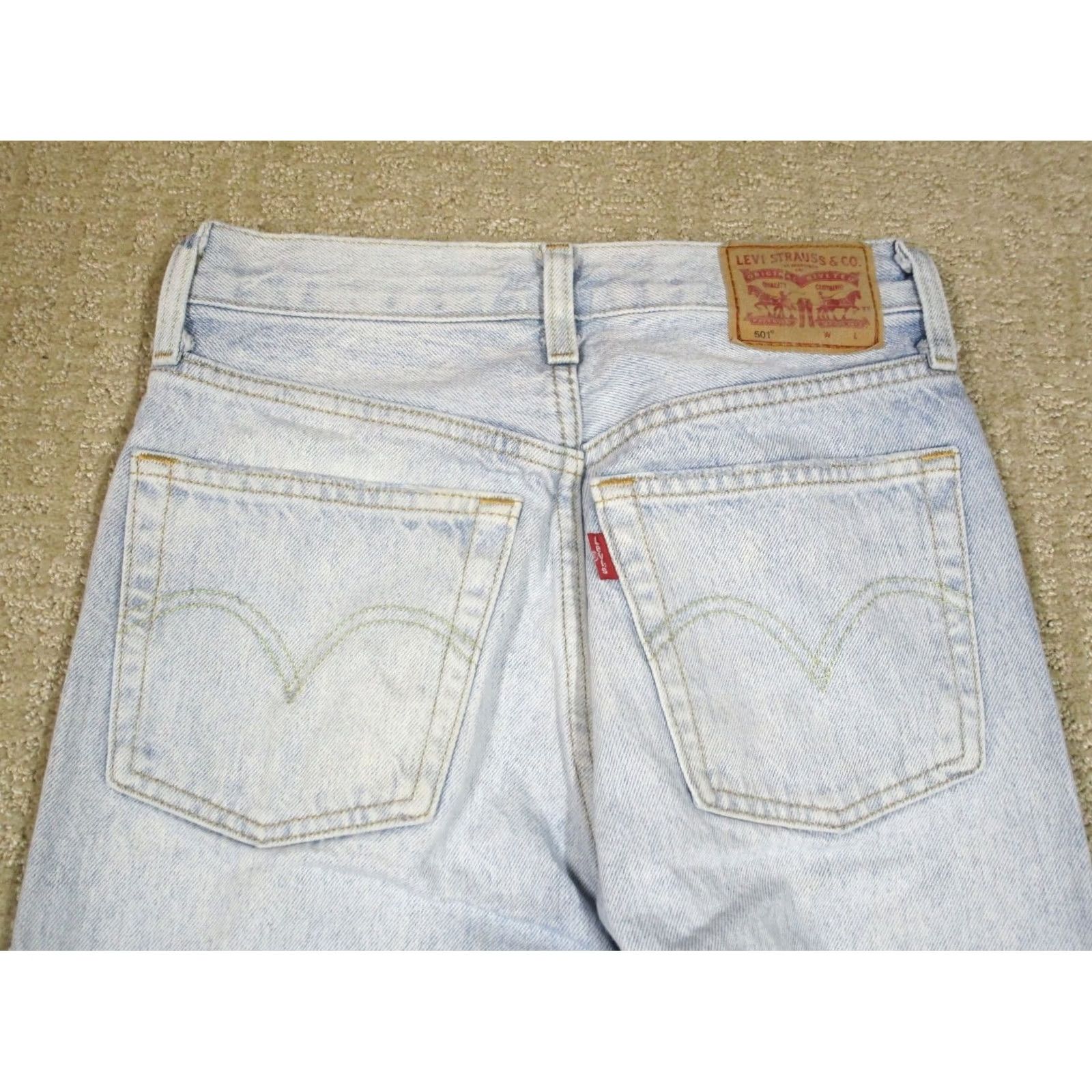 Levi's Levi's 501 Jeans Women 24 Blue Button Fly Distressed Light Wash Denim Straight Relaxed Pants 5-Pocket Logo Vintage? No Womens Size 42" / US 20 - 4 Thumbnail