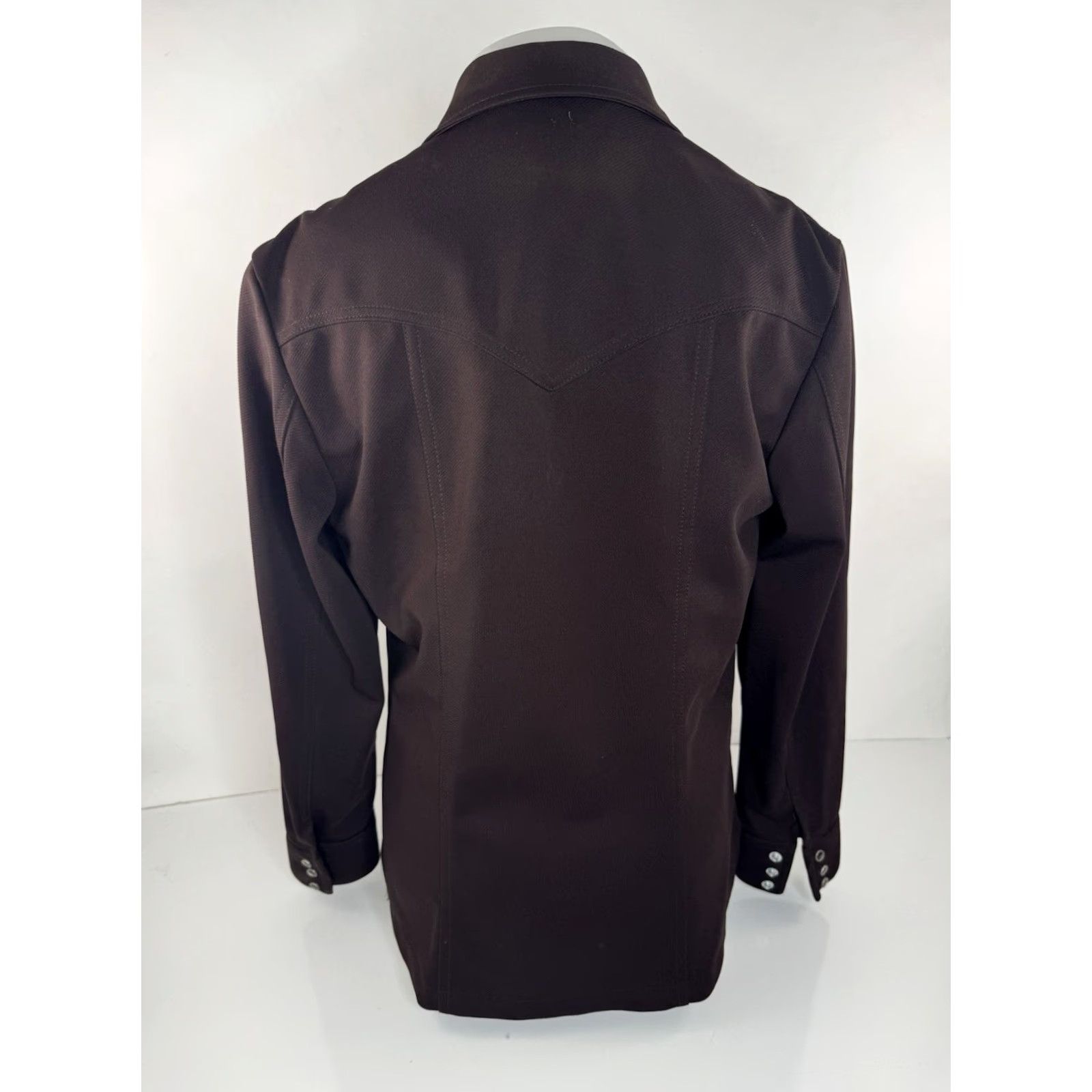 Lee LEE Vintage Mens Pearl Snap Western LEISURE Collar L Shirt Jacket EX Brown Polyester Snap Male Jacket Mens L Western Theme 90s Decade Captees Size US L / EU 52-54 / 3 - 3 Thumbnail