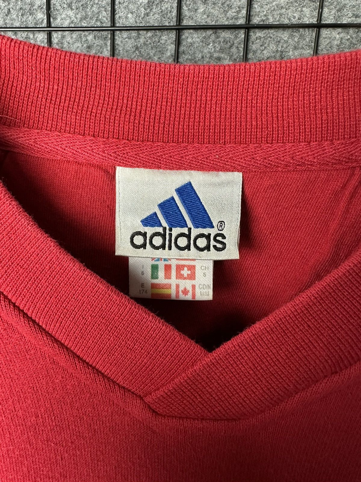 Adidas × Vintage Adidas Vintage Cotton Big Logo V Neck Sweatshirt Size M Size US M / EU 48-50 / 2 - 3 Thumbnail