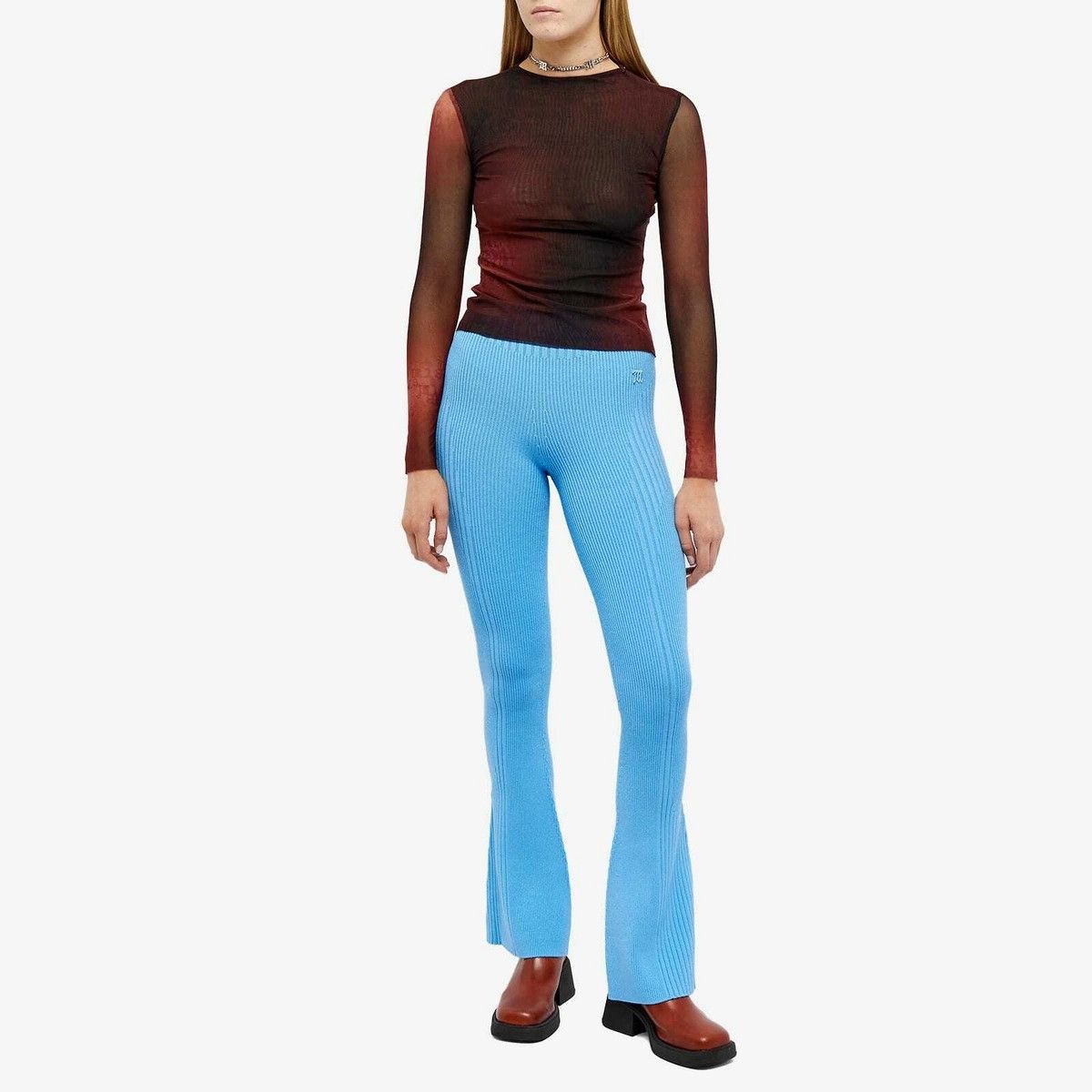 Misbhv $320 MISBHV Blue Knit Seamless Flared Pants Size 28" / US 6 / IT 42 - 4 Thumbnail