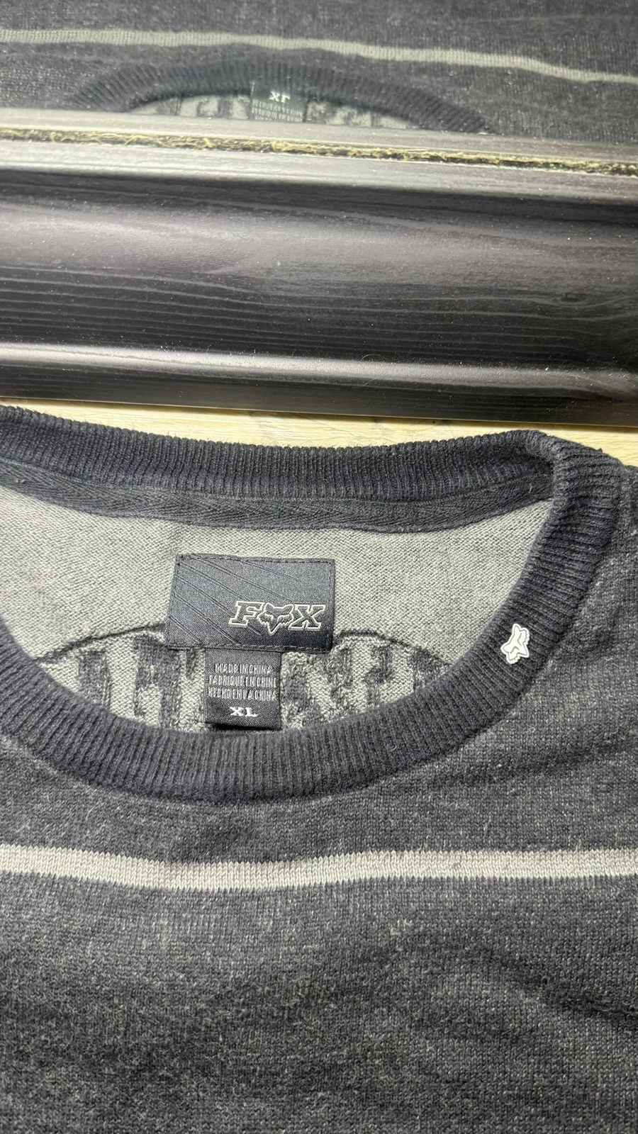 Fox Racing Y2K 2000s Fox Skull Striped Knitwear Pull Over Sweater Size US XL / EU 56 / 4 - 6 Thumbnail