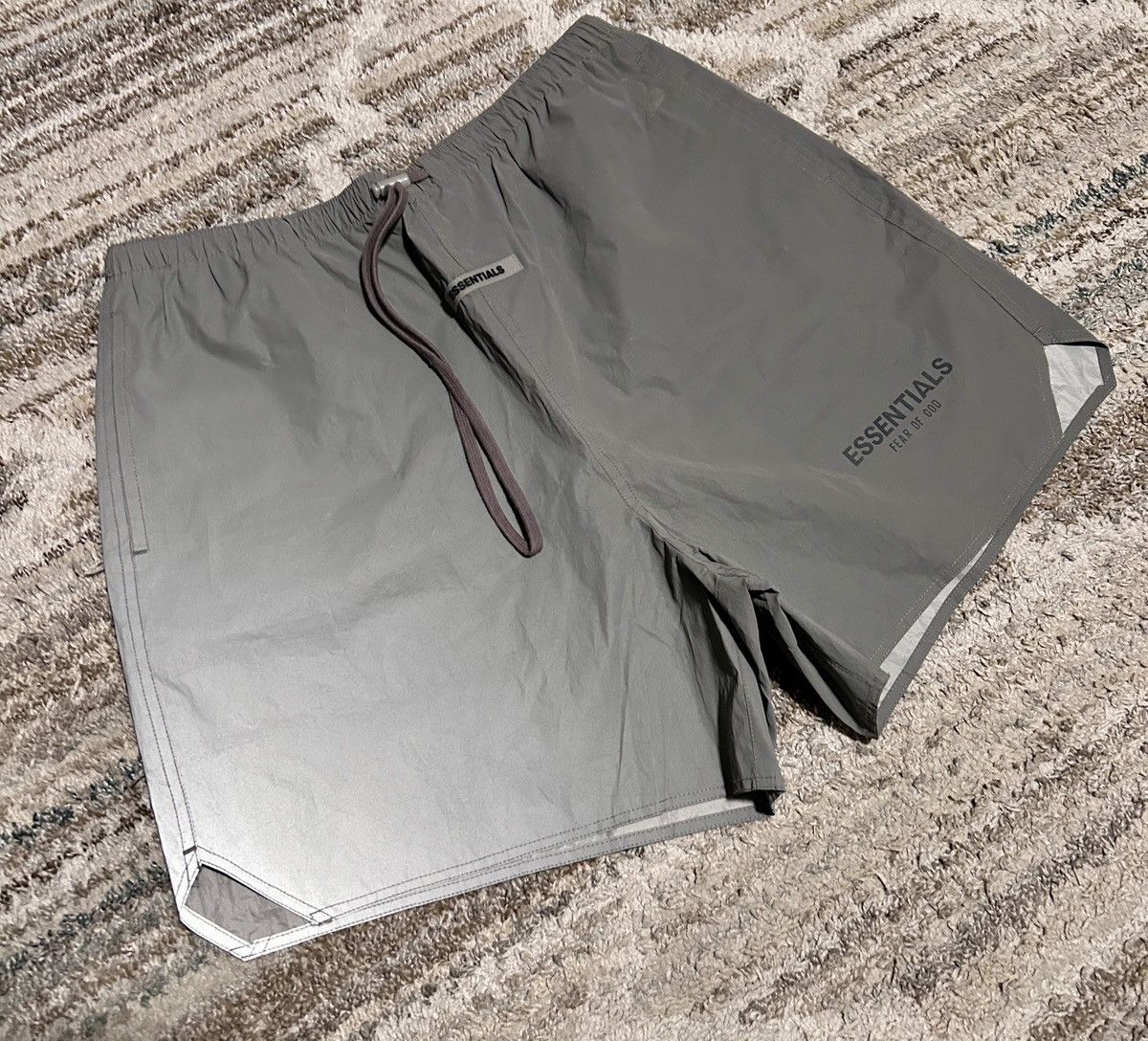 Fear of God Essentials Nylon Running Short Silver Reflective