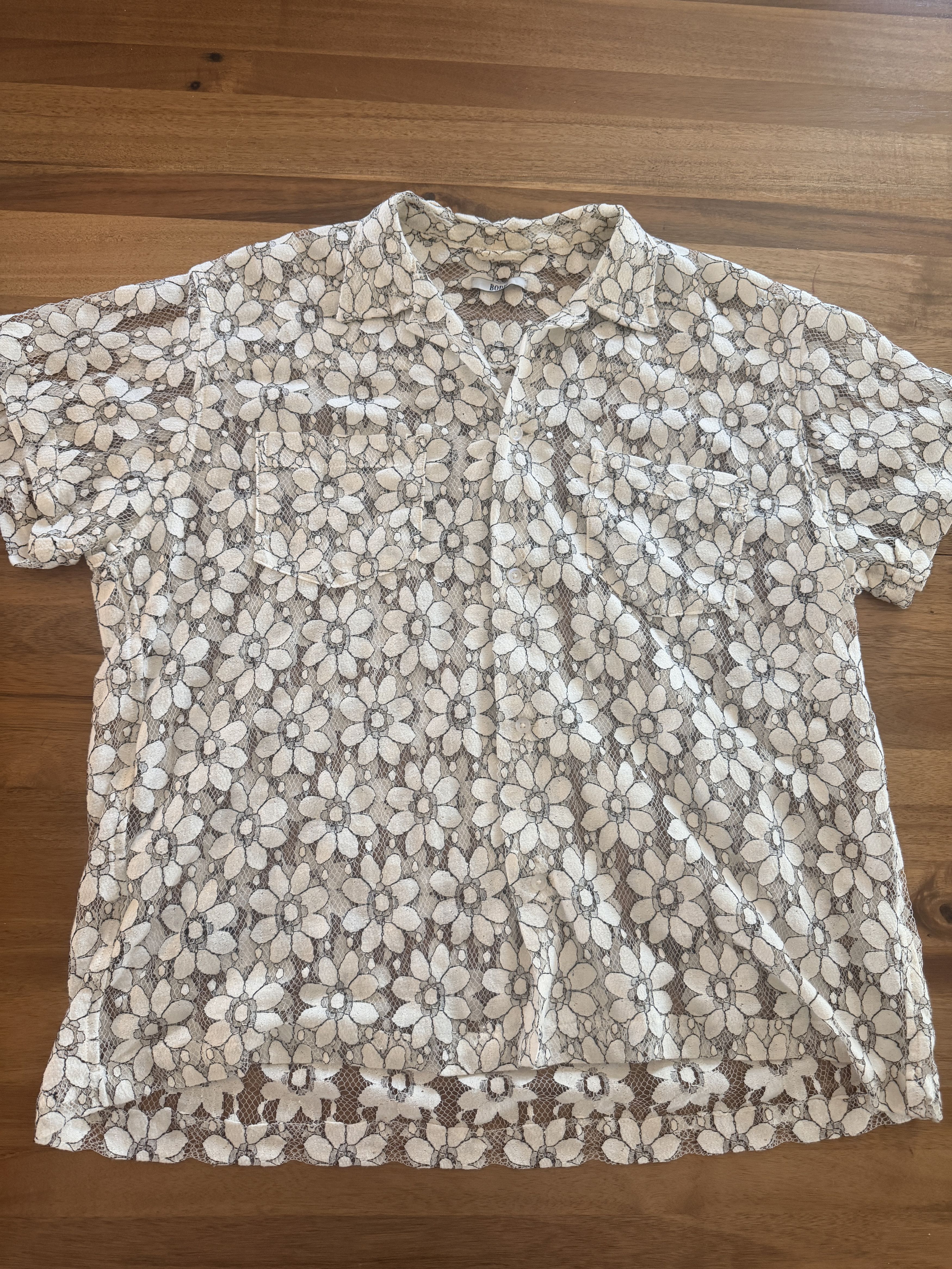 Bode Bode Daisy Guipure Lace Short Sleeve Shirt — L/XL Size US L / EU 52-54 / 3 - 1 Thumbnail
