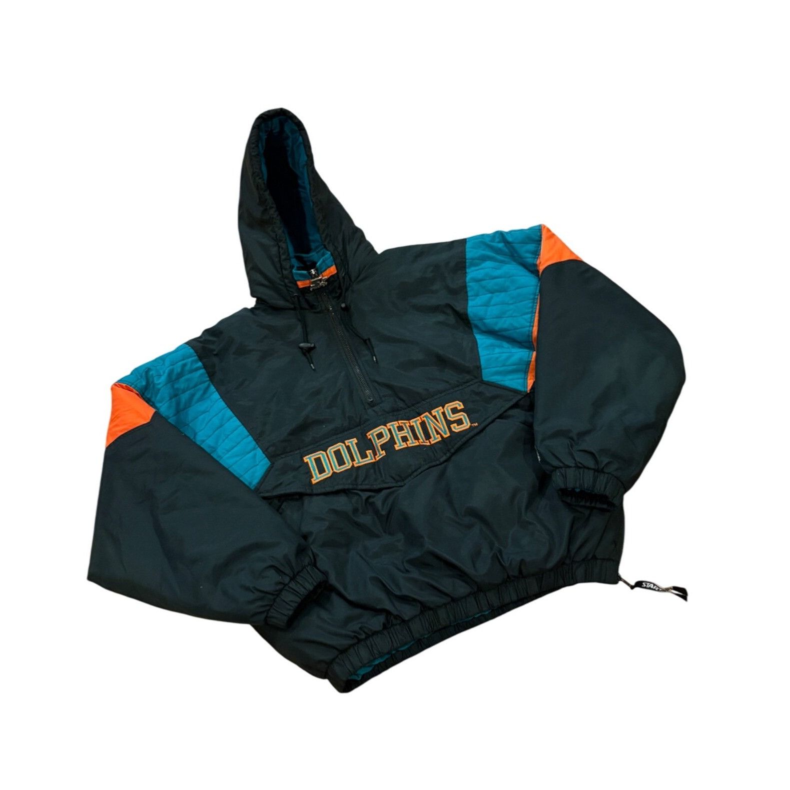 Starter Vintage 1990's Starter Miami Dolphins NFL Puffer Hooded Jack Size US L / EU 52-54 / 3 - 3 Thumbnail