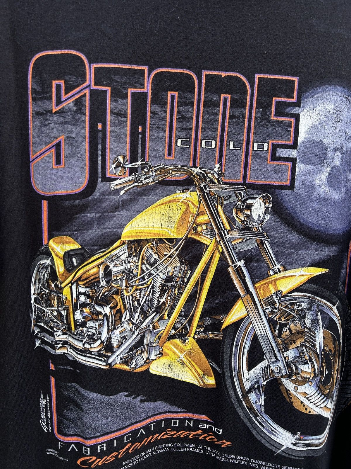 Vintage 90s Stone Cold Motorcycle Fabrication Graphic Design T-Shirt Size US L / EU 52-54 / 3 - 2 Thumbnail