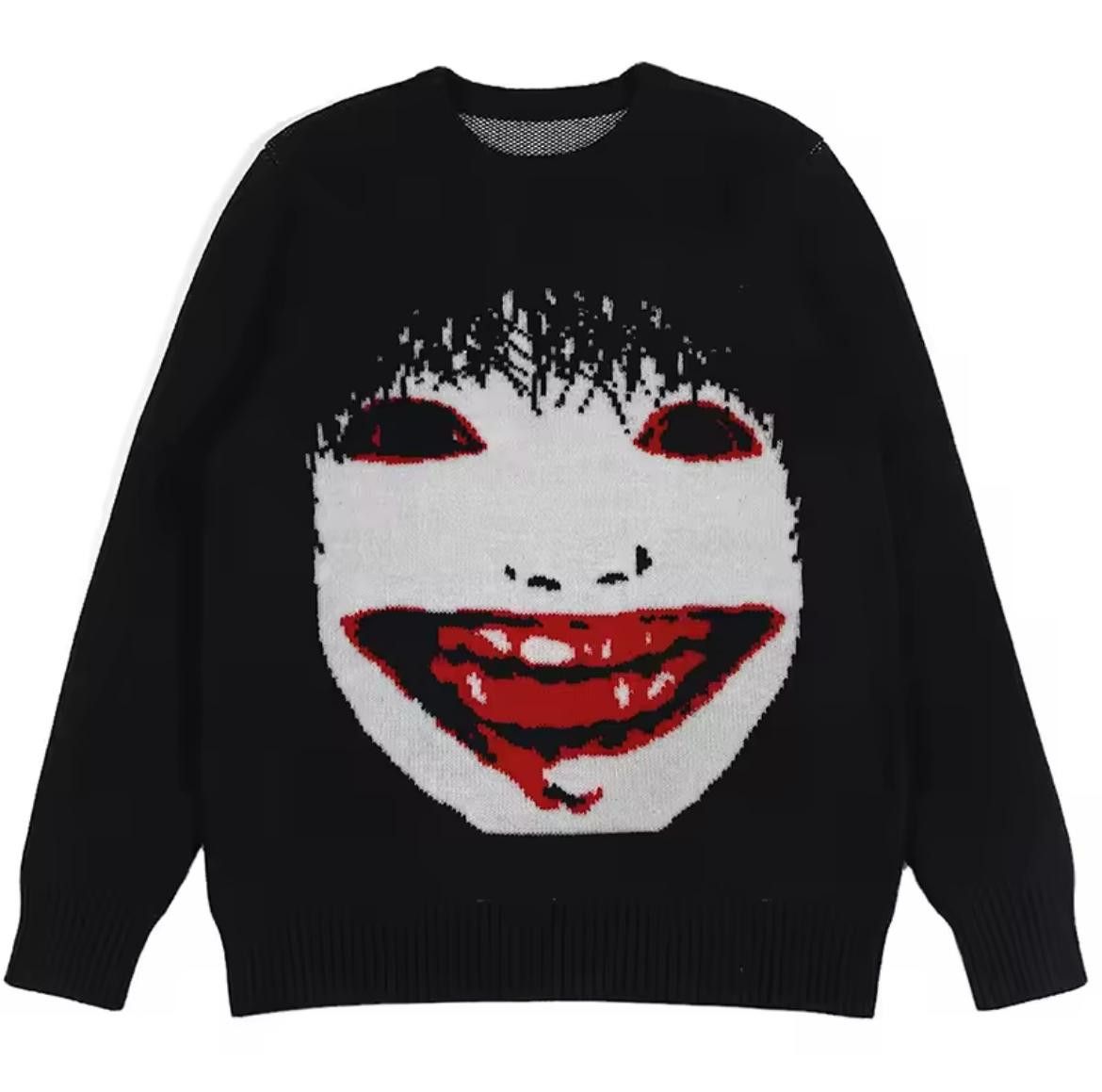 Japanese Brand × Vintage Streetwear Sweater Gothic Potrait Paint Harajuku Size US M / EU 48-50 / 2 - 1 Thumbnail