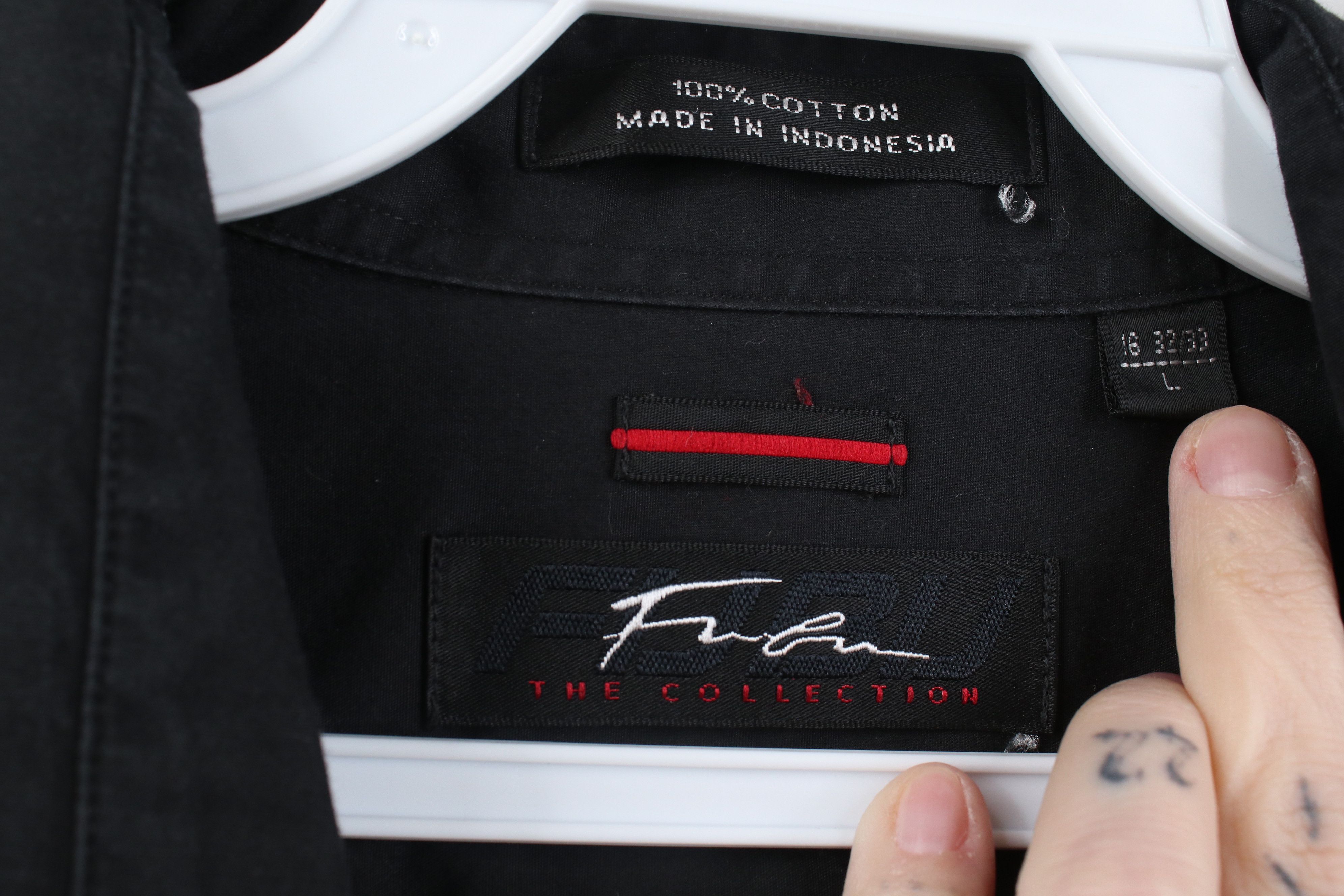 Fubu Vintage 90s FUBU Faded Spell Out Collared Button Shirt Black Size US L / EU 52-54 / 3 - 6 Thumbnail