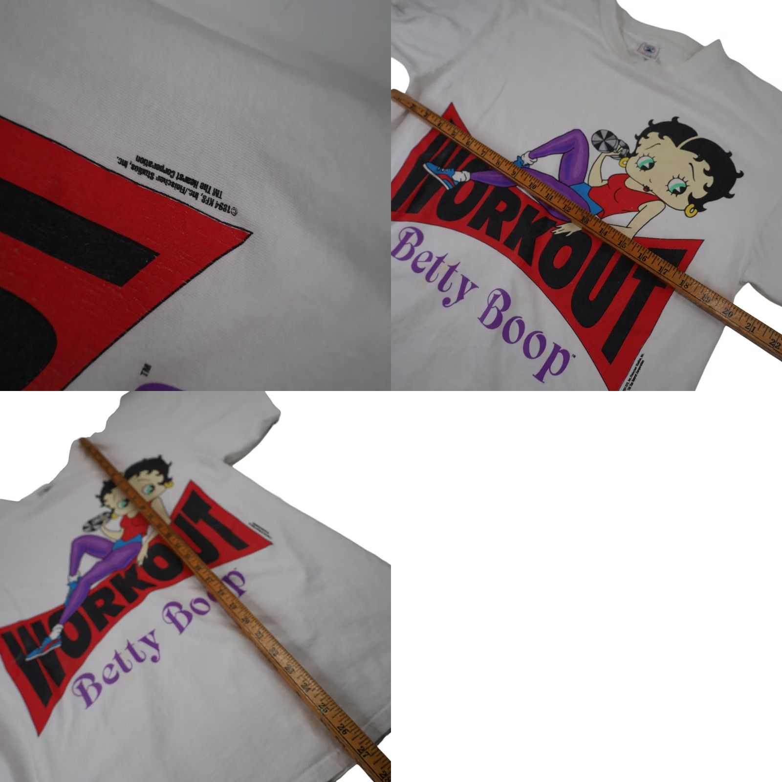Vintage VINTAGE Betty Boop Workout T Shirt White Mens Large Graphic 90s Boys Womens? Size US L / EU 52-54 / 3 - 8 Thumbnail