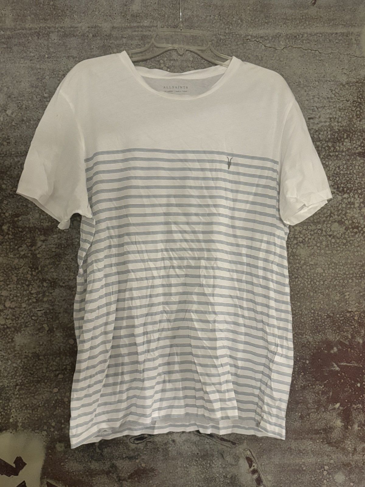 Allsaints While Allsaints T-shirt XL Blue Stripes Size US XL / EU 56 / 4 - 1 Thumbnail