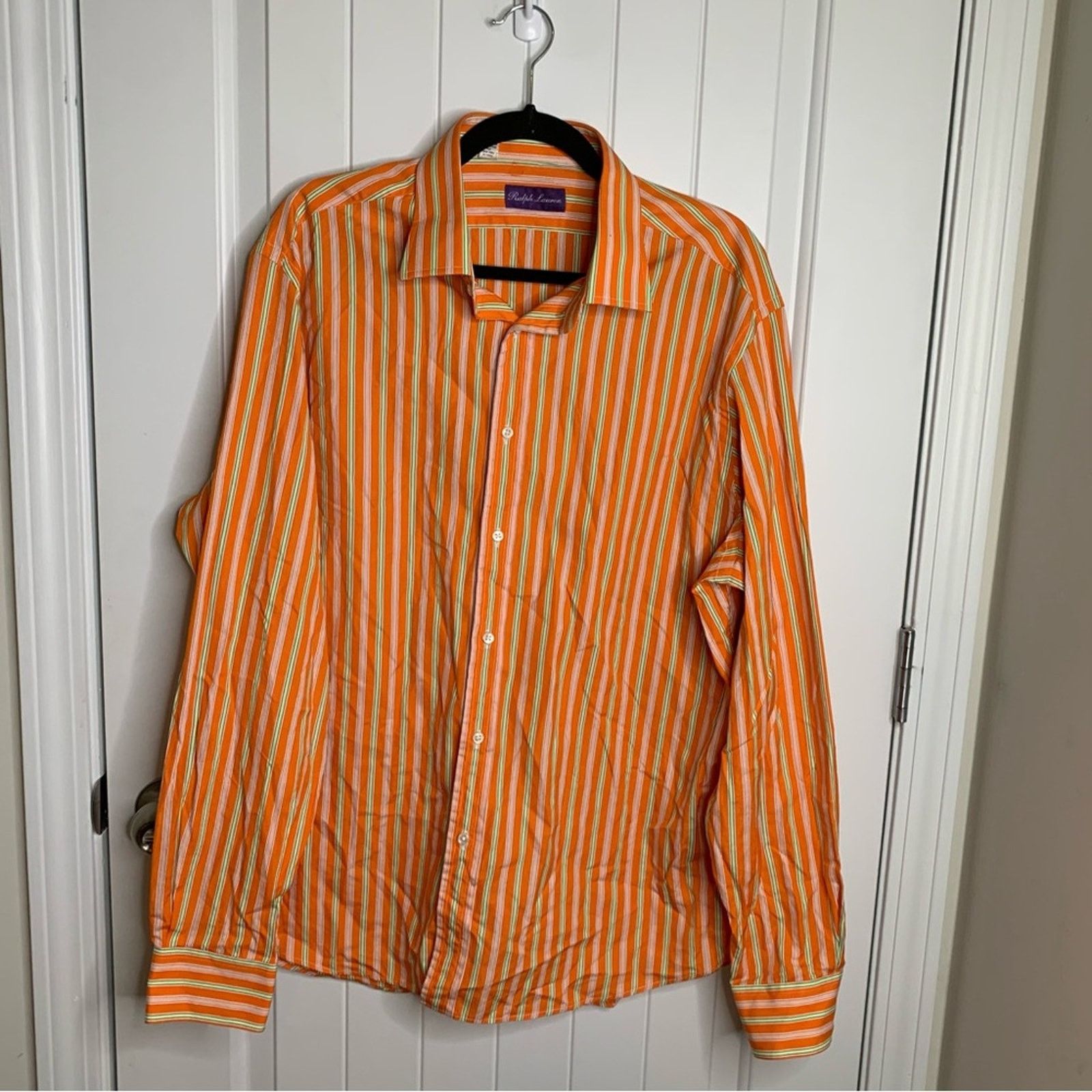 Ralph Lauren Purple Label Ralph Lauren purple label Italy striped orange button shirt Size US XL / EU 56 / 4 - 1 Thumbnail