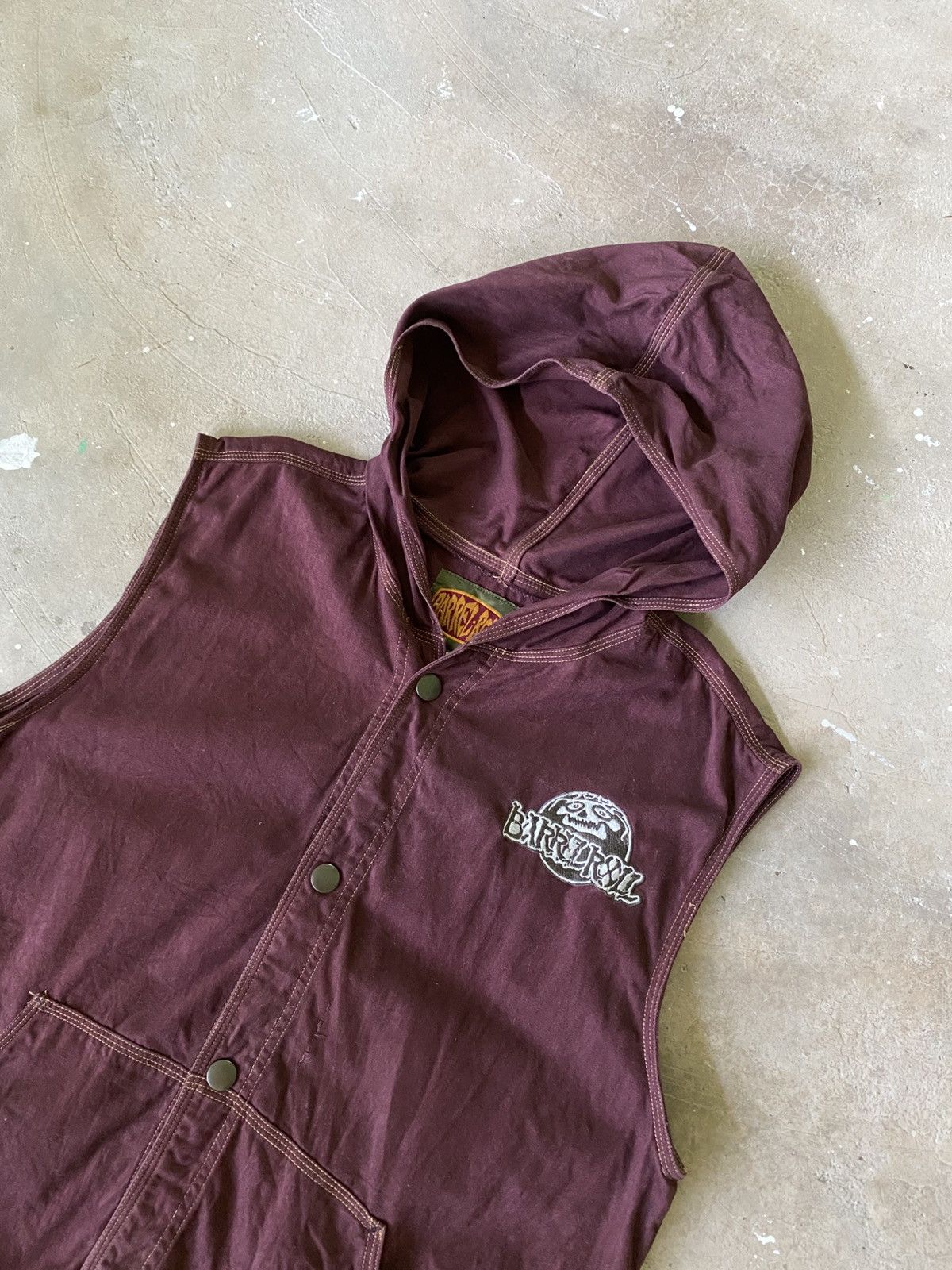 Japanese Brand Barrel Roll Hooded Snap Vest Maroon Archive Y2K Size US M / EU 48-50 / 2 - 2 Thumbnail