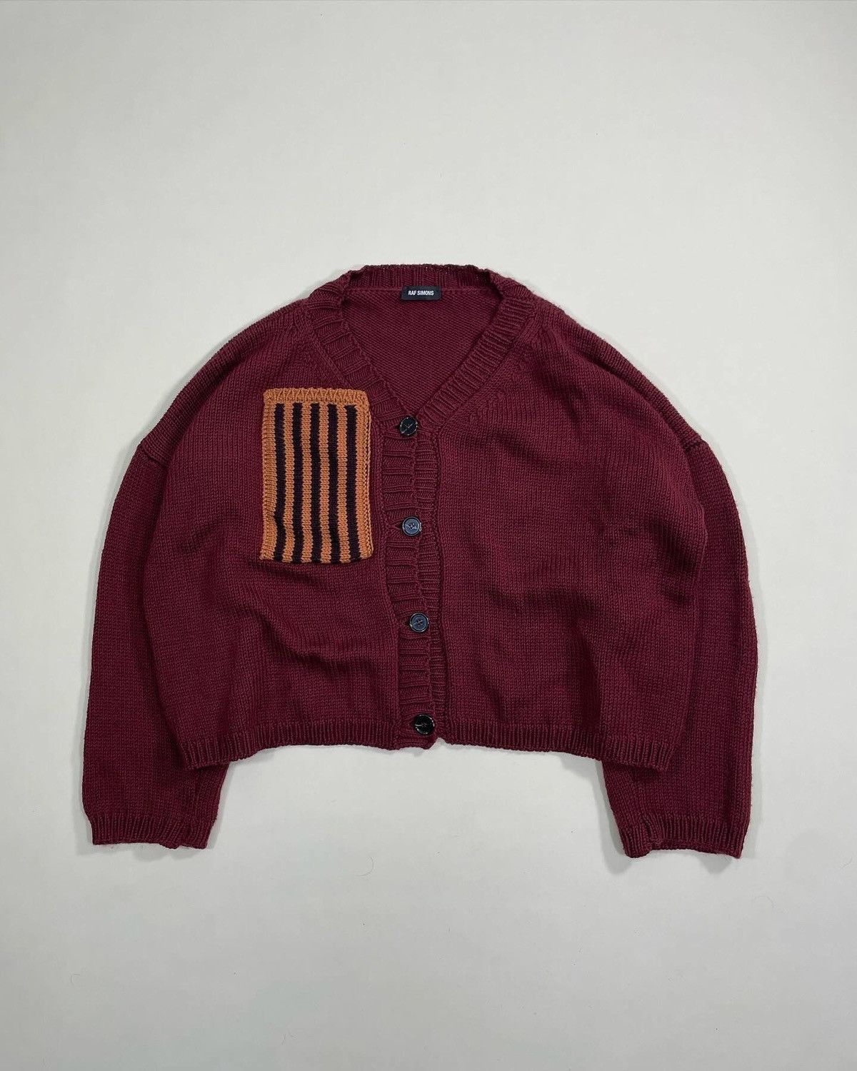 image of Raf Simons Aw17 Oversized Knit Cardigan in Burgundy, Men's (Size Large)