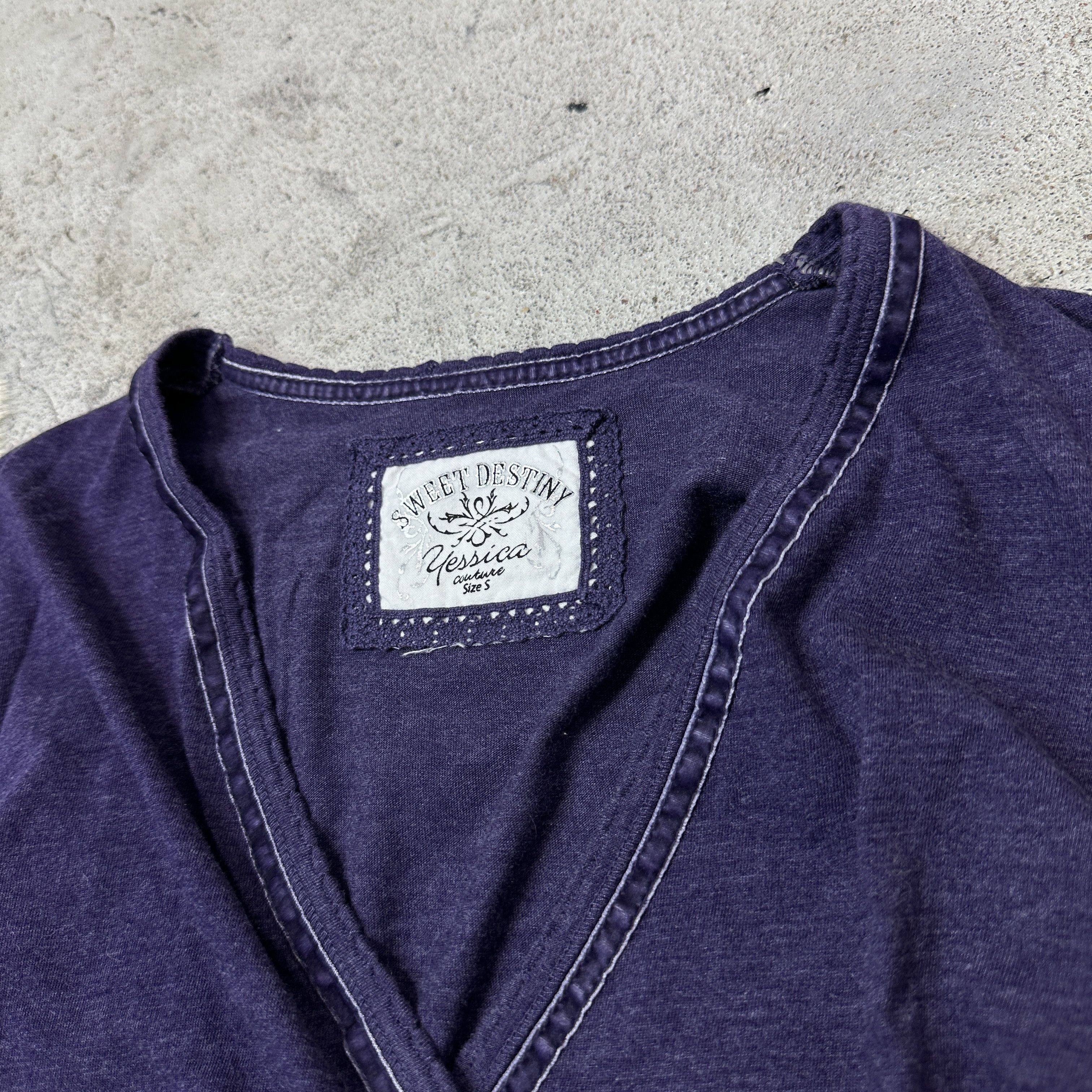Vintage Vintage V-Neck Lilac Wrapped Longsleeve Blouse Y2K Size S / US 4 / IT 40 - 3 Thumbnail