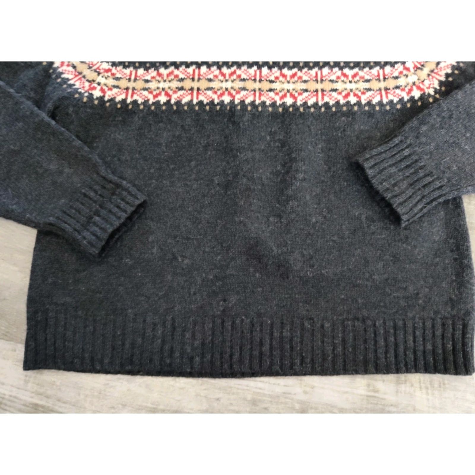 Vintage Woolrich Women's Sweater 1/4 Zip Fair Isle Knit 100% Wool Dark Charcoal M 90s Outdoor Ski Womens Size M / US 6-8 / IT 42-44 - 4 Thumbnail