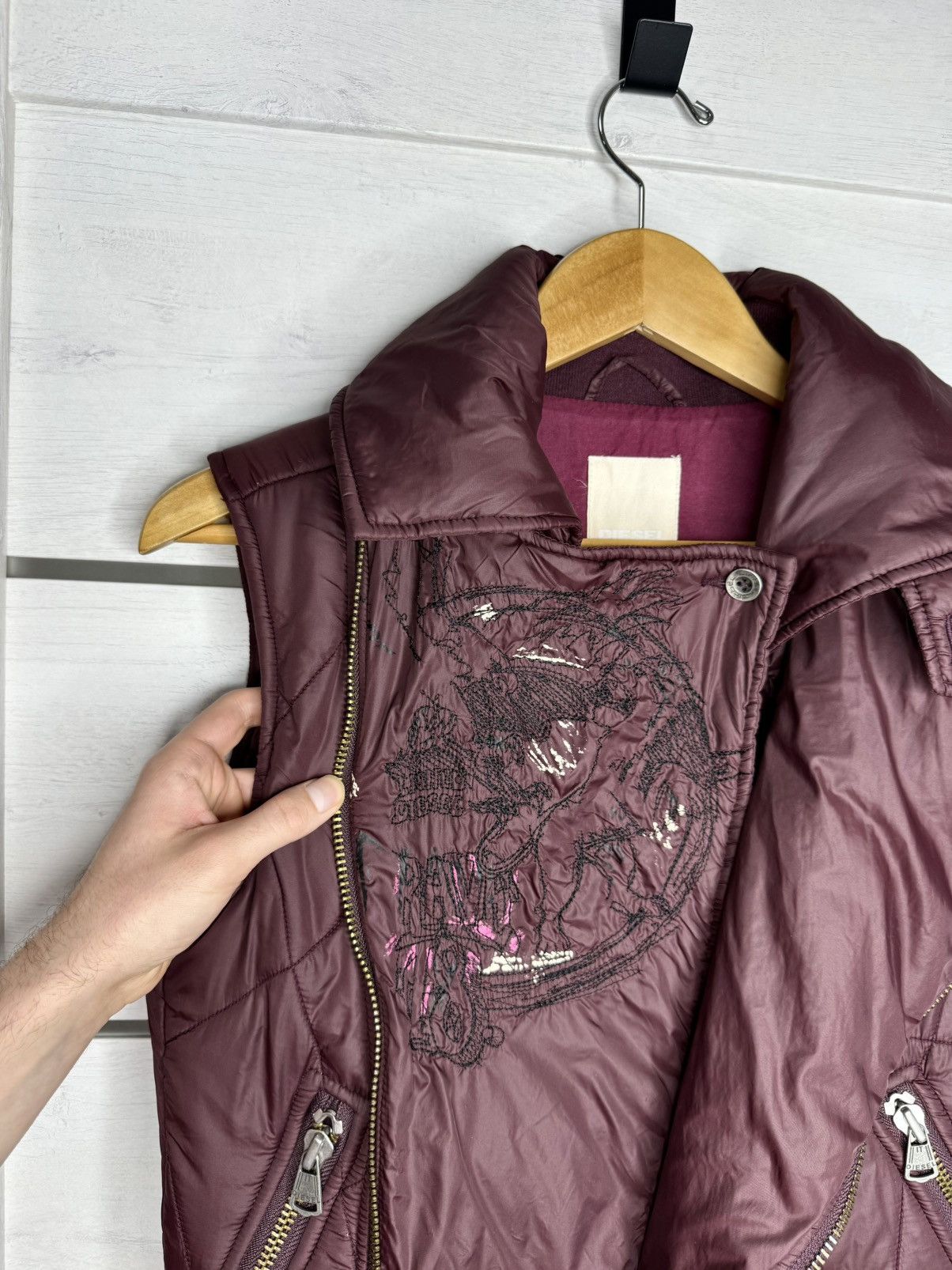Diesel Vintage Diesel Archive Asymmetric Puffer Vest Y2K Moto 90s Size M / US 6-8 / IT 42-44 - 8 Thumbnail