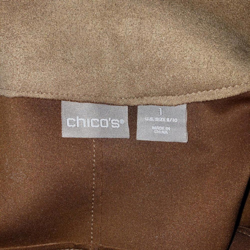 Chicos CT344a Chicos Tan Suede Like Lightweight Trench Jacket Size M / US 6-8 / IT 42-44 - 6 Thumbnail