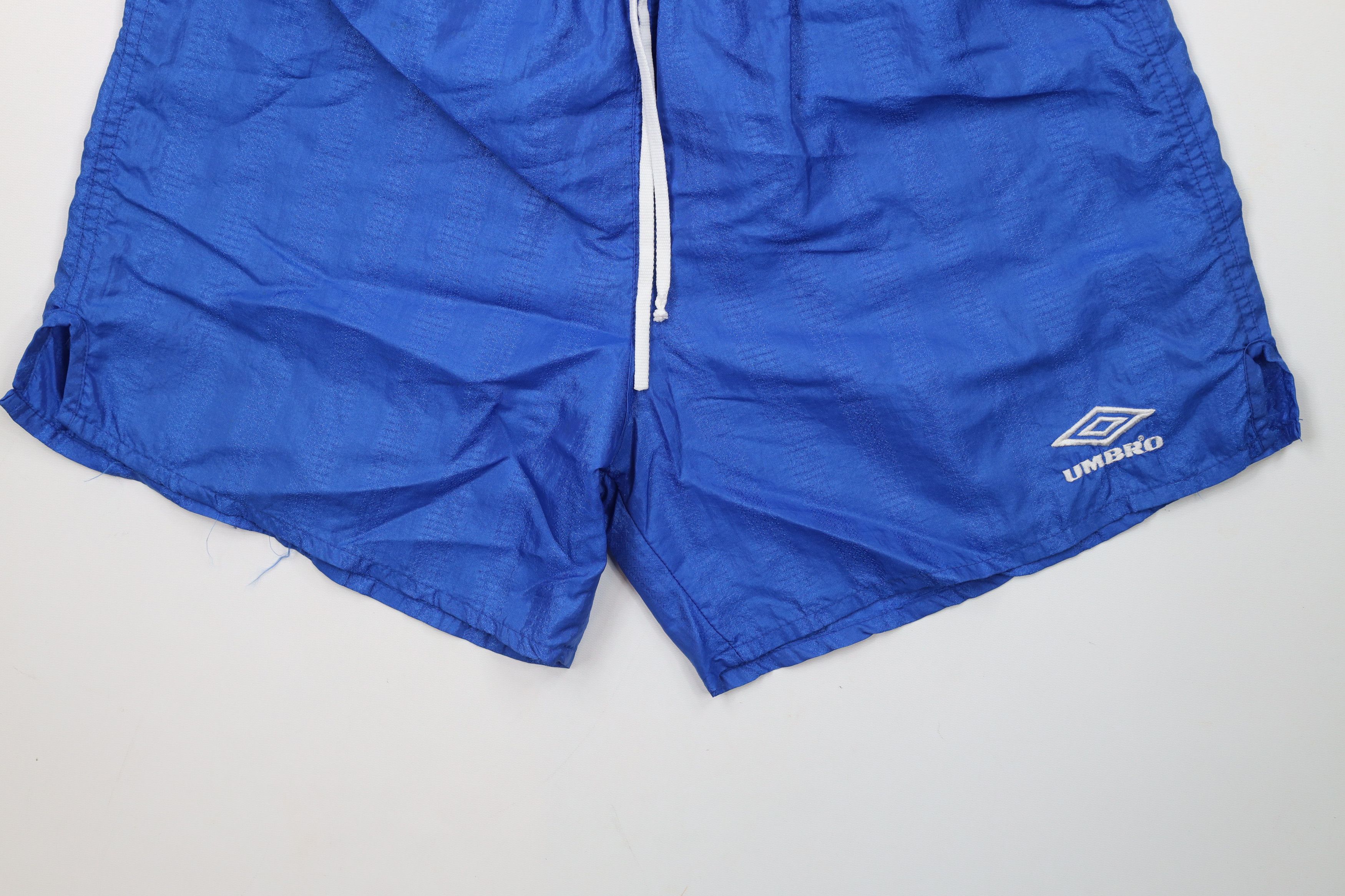 Umbro × Vintage Vintage 90s Umbro Striped Running Soccer Shorts Blue Nylon Size US 34 / EU 50 - 4 Thumbnail