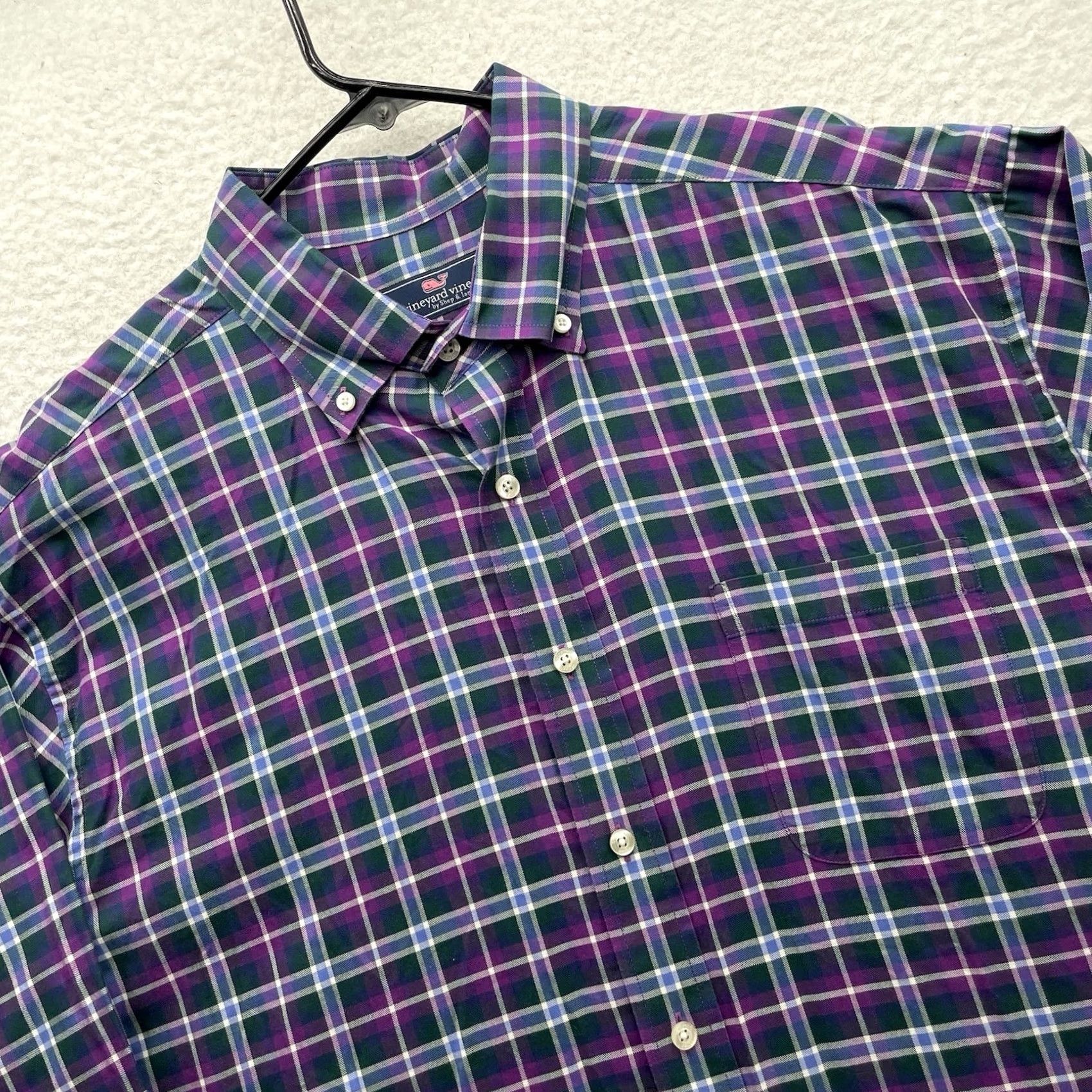 Vineyard Vines Vineyard Vines Murray Shirt Mens XL Purple Green Plaid Check Classic Fit Preppy Button-Up Button-Down N/A Size US XL / EU 56 / 4 - 2 Thumbnail