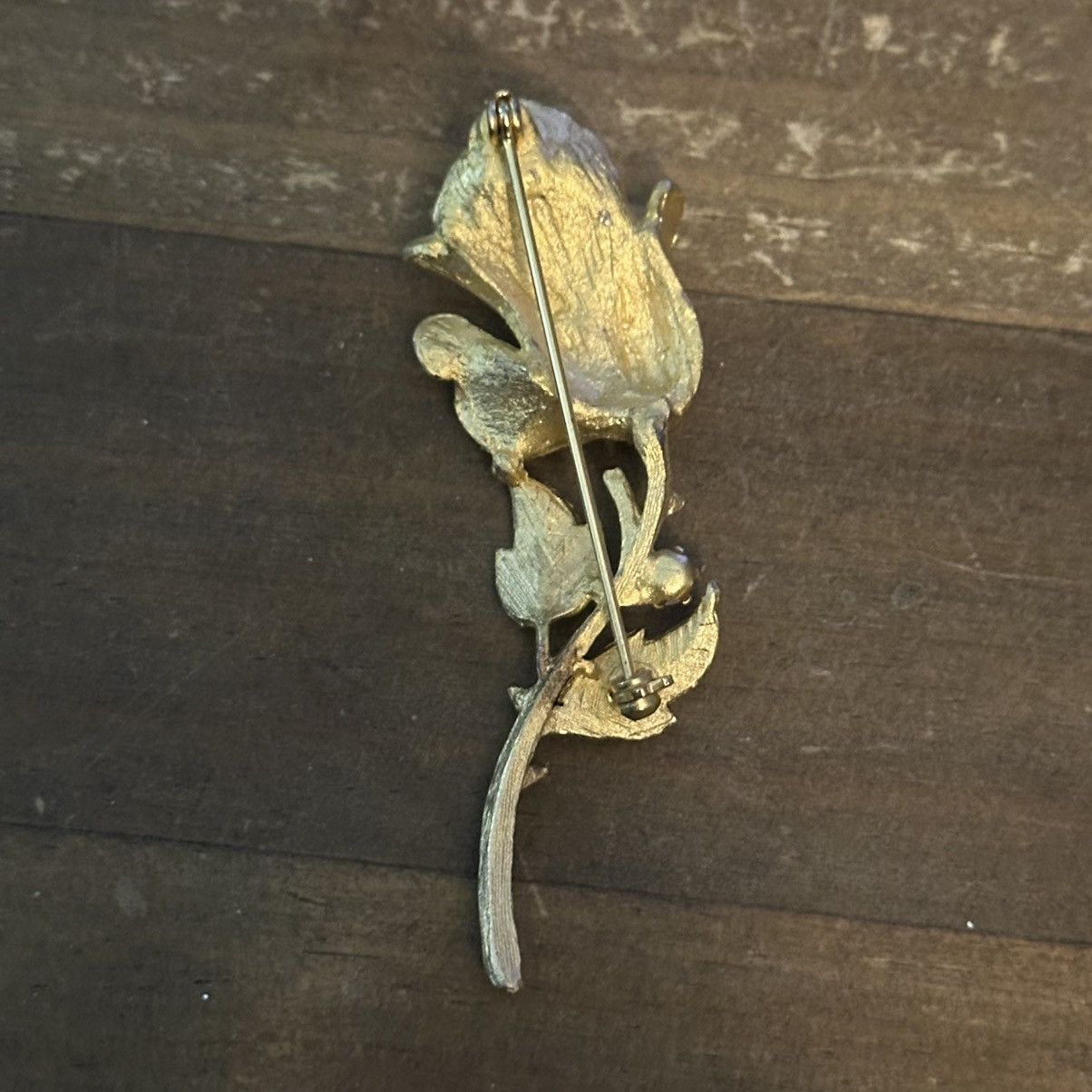 Vintage Vintage Diamond cut golden rose brooch Size ONE SIZE - 3 Thumbnail