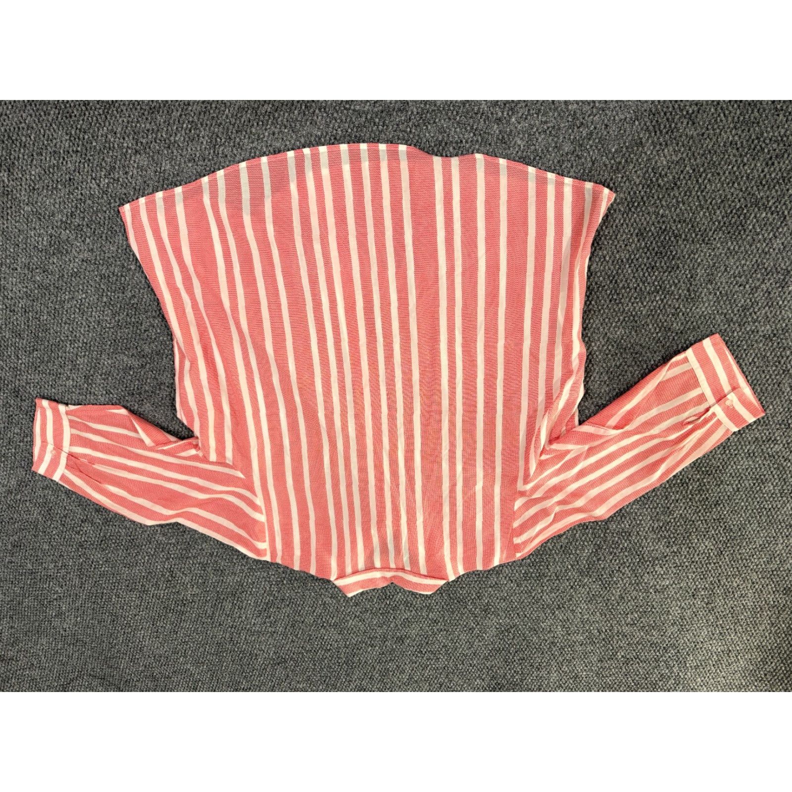 Vintage Chicos Blouse Shirt Womens 3 Red White Striped Long Sleeve Button Up Casual Silk Cotton Regular Size XS / US 0-2 / IT 36-38 - 6 Thumbnail
