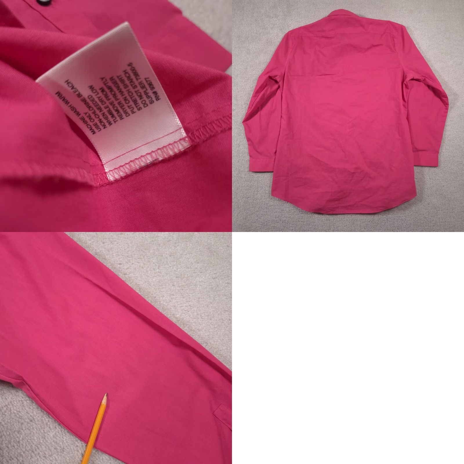 Vintage J Ferrar Shirt Mens XL Pink Slim Fit Button Down Long Sleeve Dress Shirt Modern Size 46R - 9 Thumbnail