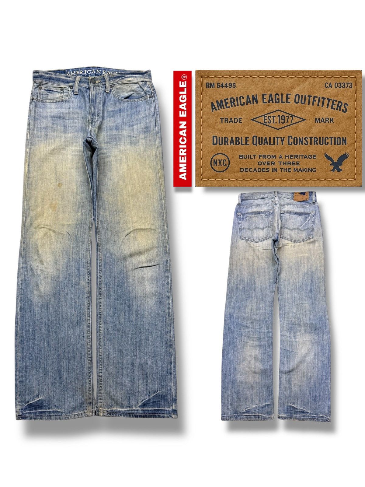 American Eagle Outfitters Vintage American Eagle Denim Jeans Y2K Vintage Faded Wash 33 Size US 33 - 1 Thumbnail
