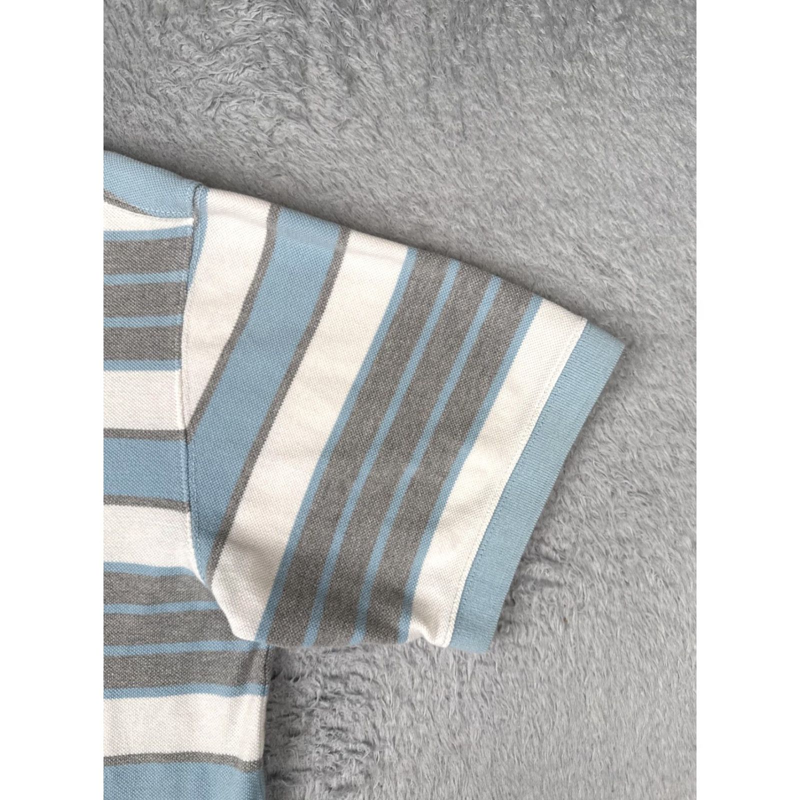 Ecko Unltd. Ecko Unltd Polo Shirt Mens XL Blue Gray Striped Short Sleeve Cotton Logo Casual Size US XL / EU 56 / 4 - 2 Thumbnail