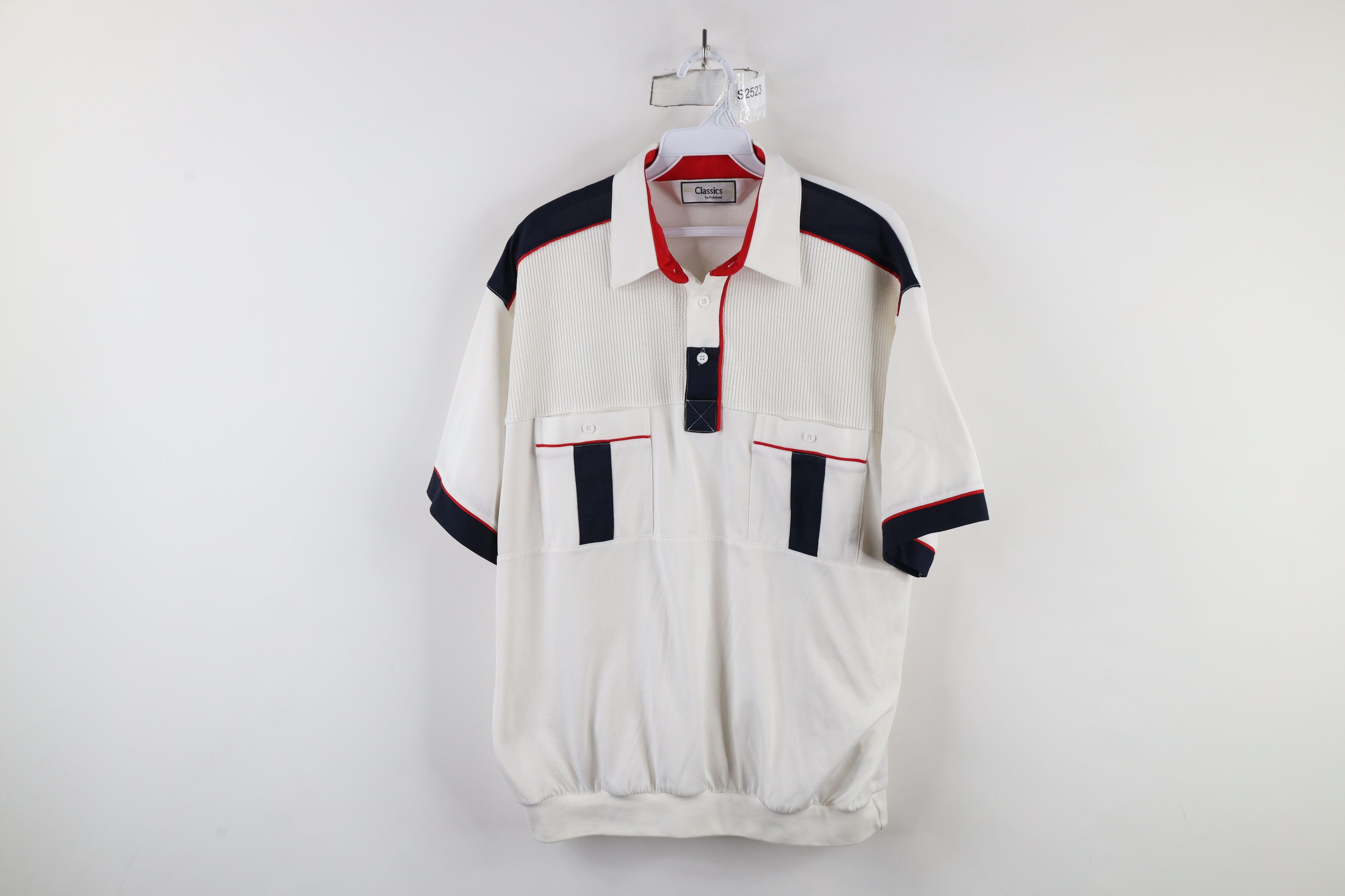 Vintage Vintage 90s Streetwear Block Ribbed Knit Pullover Polo Shirt Size US L / EU 52-54 / 3 - 1 Thumbnail