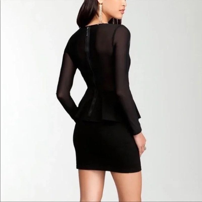Vintage BEBE | Vintage Y2K Peplum Black Dress | XS Size XS / US 0-2 / IT 36-38 - 2 Thumbnail