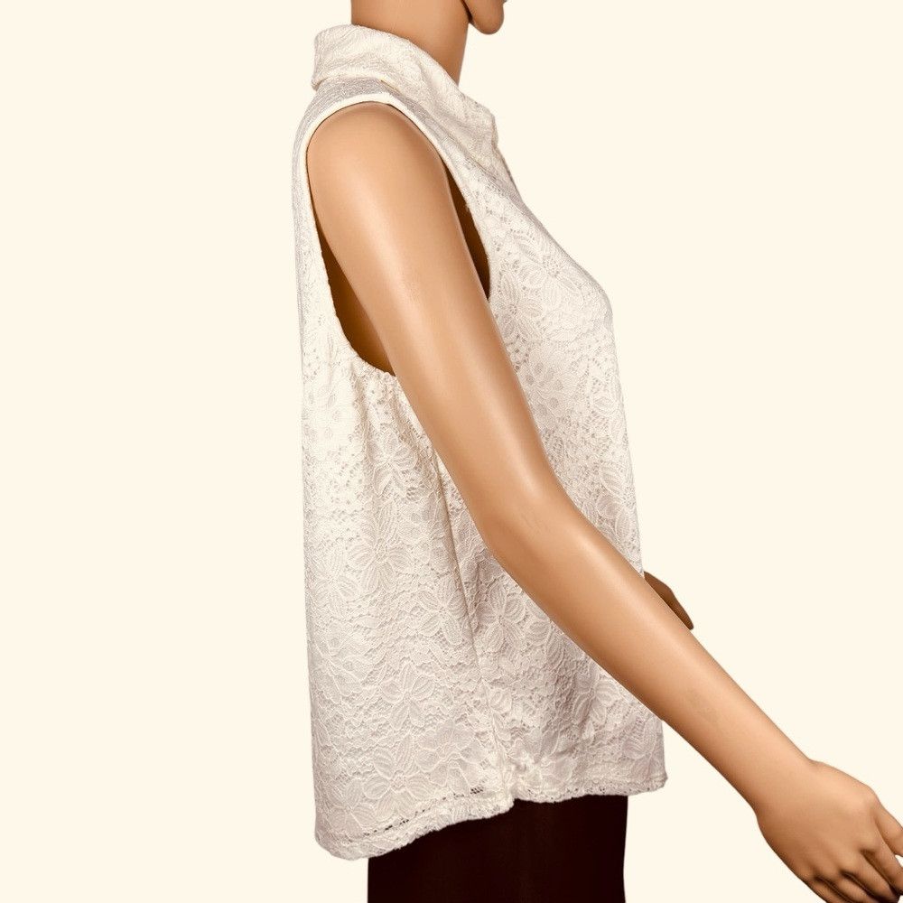 Adrianna Papell NWT New $79 Adrianna Papell Lace Sleeveless Collar Ivory Bl Size L / US 10 / IT 46 - 3 Thumbnail