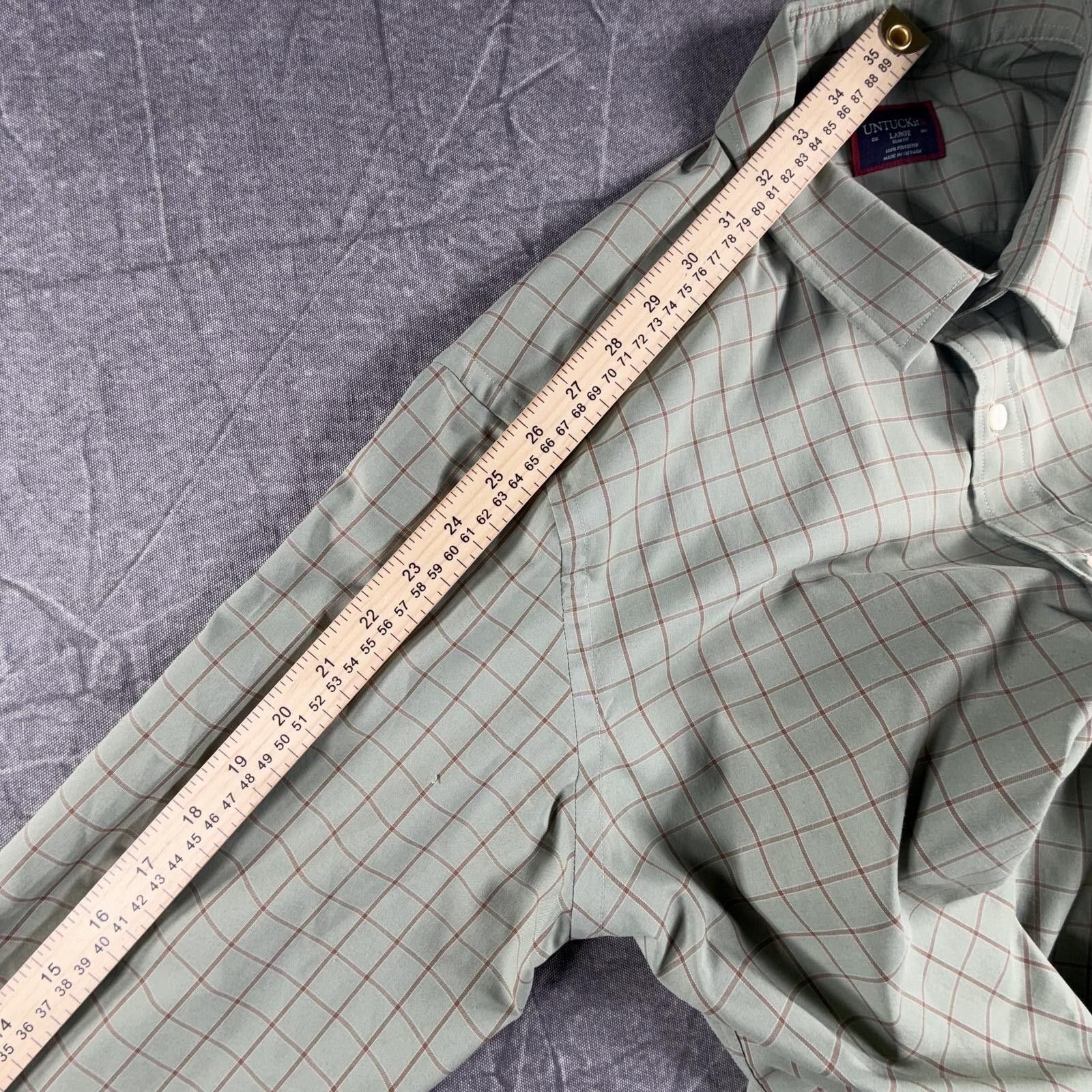 UNTUCKit Untuckit Shirt Men's L Green Slim Fit Stripe Size US L / EU 52-54 / 3 - 5 Thumbnail