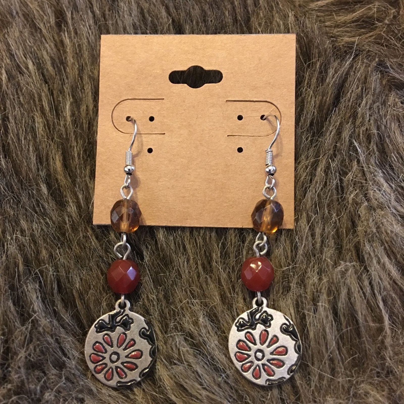 Jewelry Flower medallion faceted glass bead dangle earring Size ONE SIZE - 2 Thumbnail