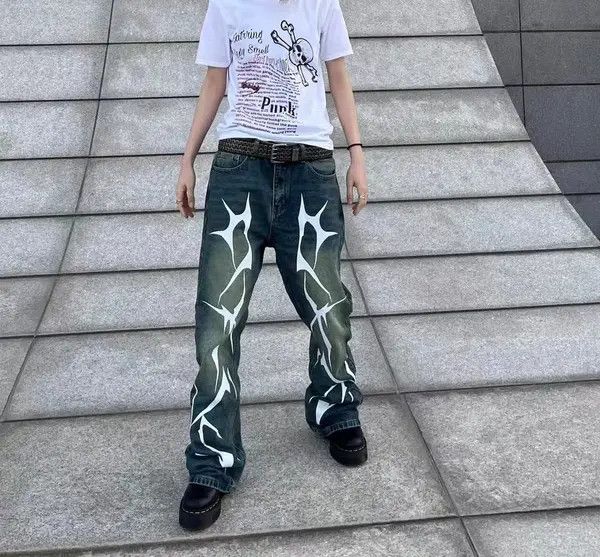 Japanese Brand Lightning Thorns Street Hip-Hop Loose Jeans Size US 30 / EU 46 - 3 Thumbnail