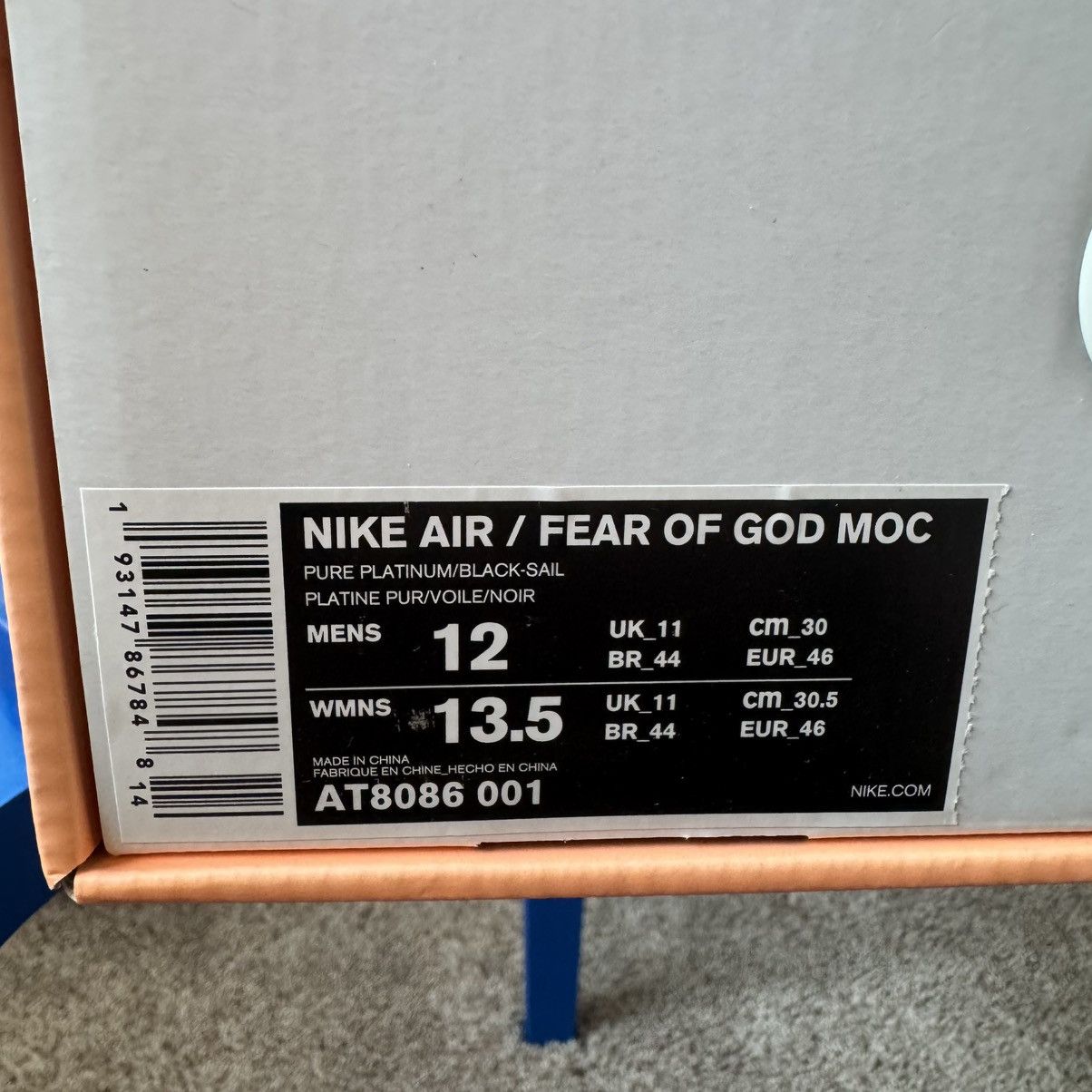 Fear of God × Nike Nike x Fear of God Moc “Pure Platinum” Men’s Size 12 Size US 12 / EU 45 - 10 Thumbnail