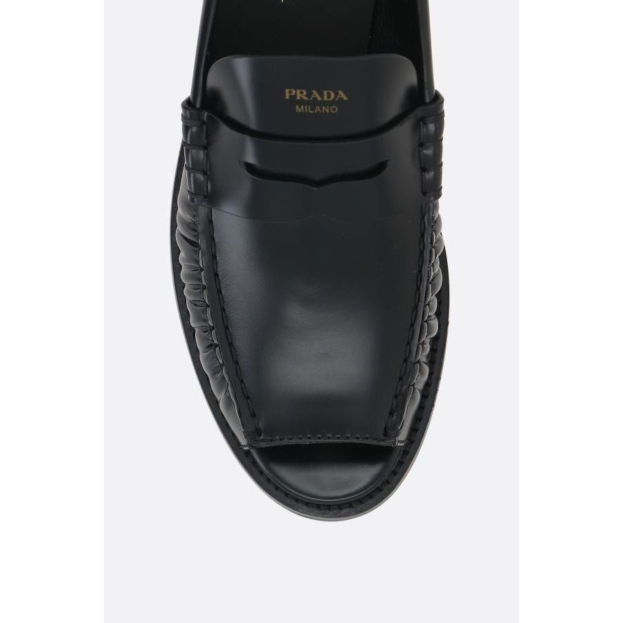 Prada PRADA Black Leather Peep Toe Loafers New And Authentic (Wome Size US 7 / IT 37 - 4 Thumbnail