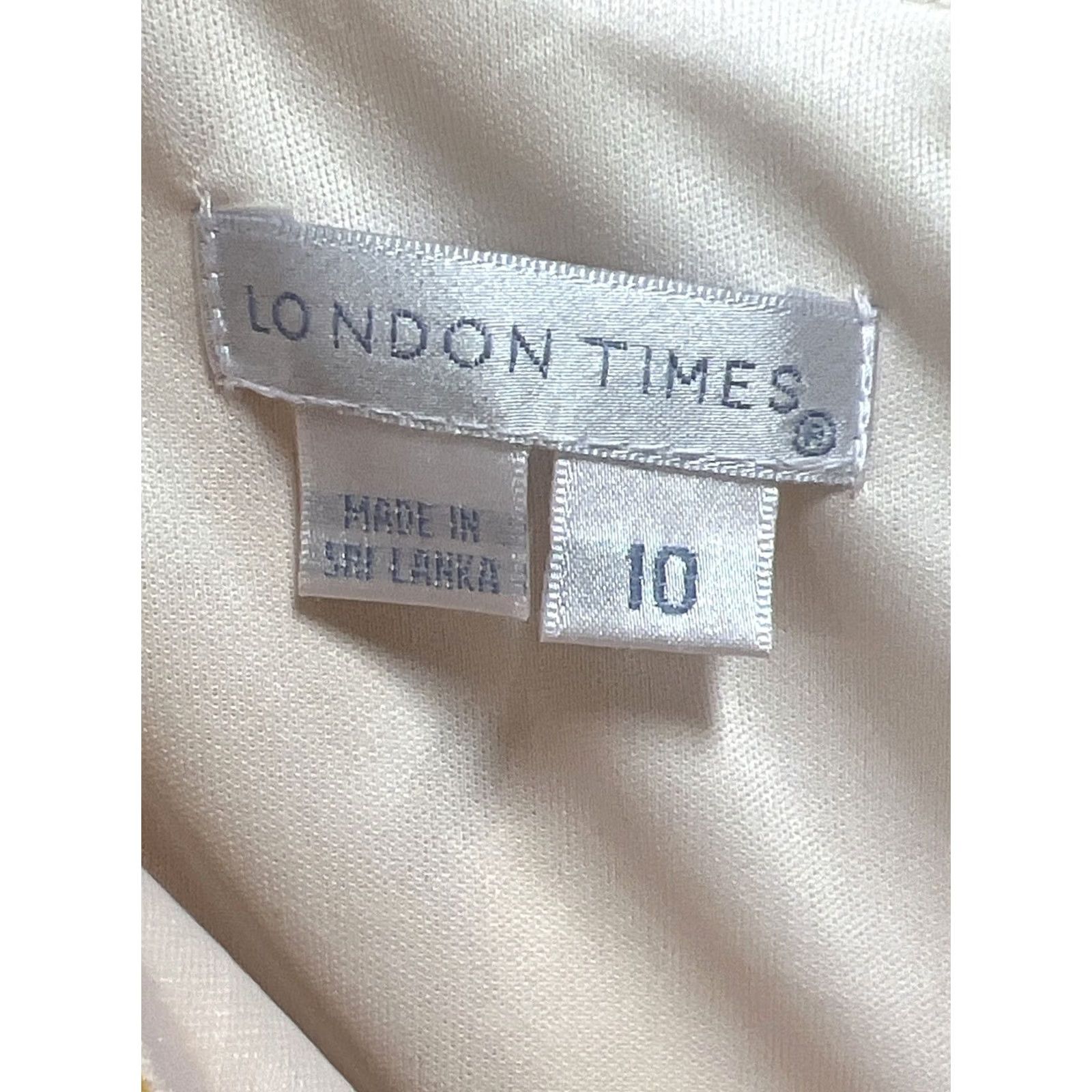 Vintage VINTAGE? No — London Times Yellow Floral Dress Sleeveless Satin Sheath Cocktail Wedding Guest Dress 10 Womens Size L / US 10 / IT 46 - 6 Thumbnail