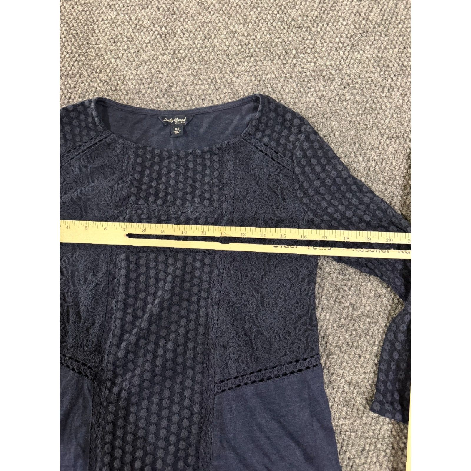 Lucky Brand Lucky Brand Blouse Womens XS Blue Sheer Lace Long Sleeve Lightweight Casua lут Size XS / US 0-2 / IT 36-38 - 5 Thumbnail